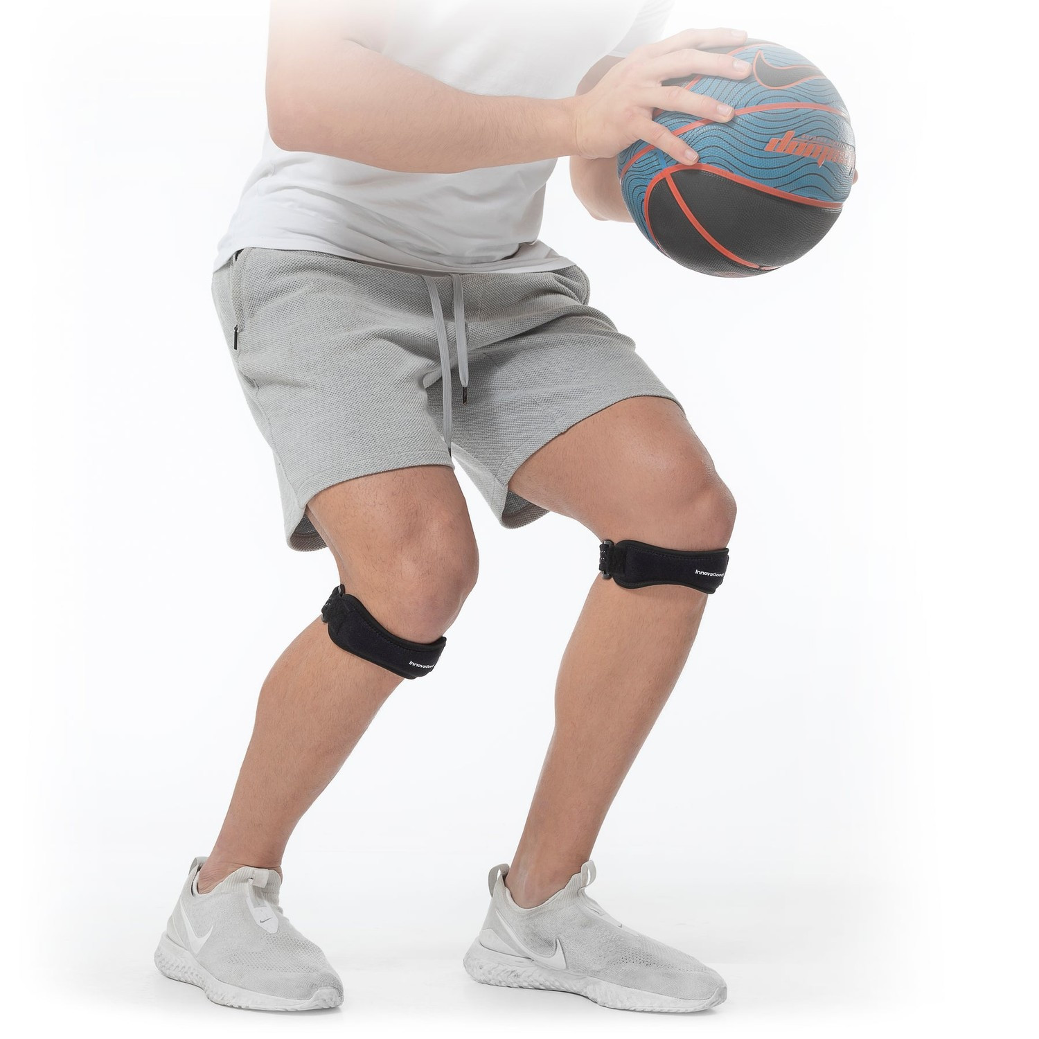 Support bands for knees - 2 pcs - black