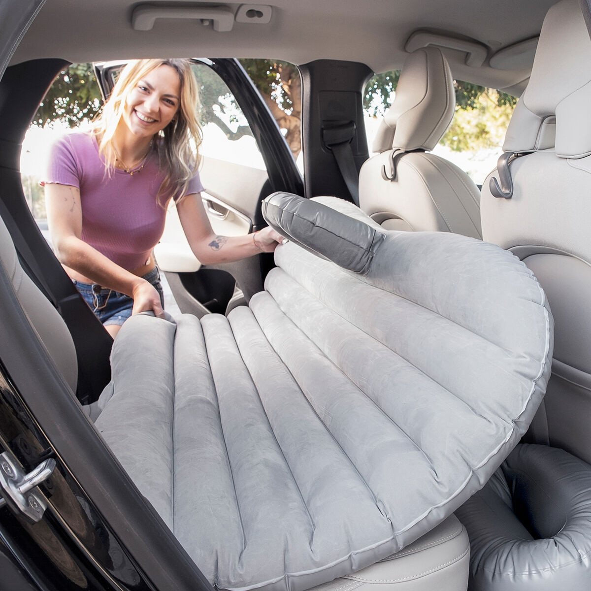Inflatable mattress for car - gray