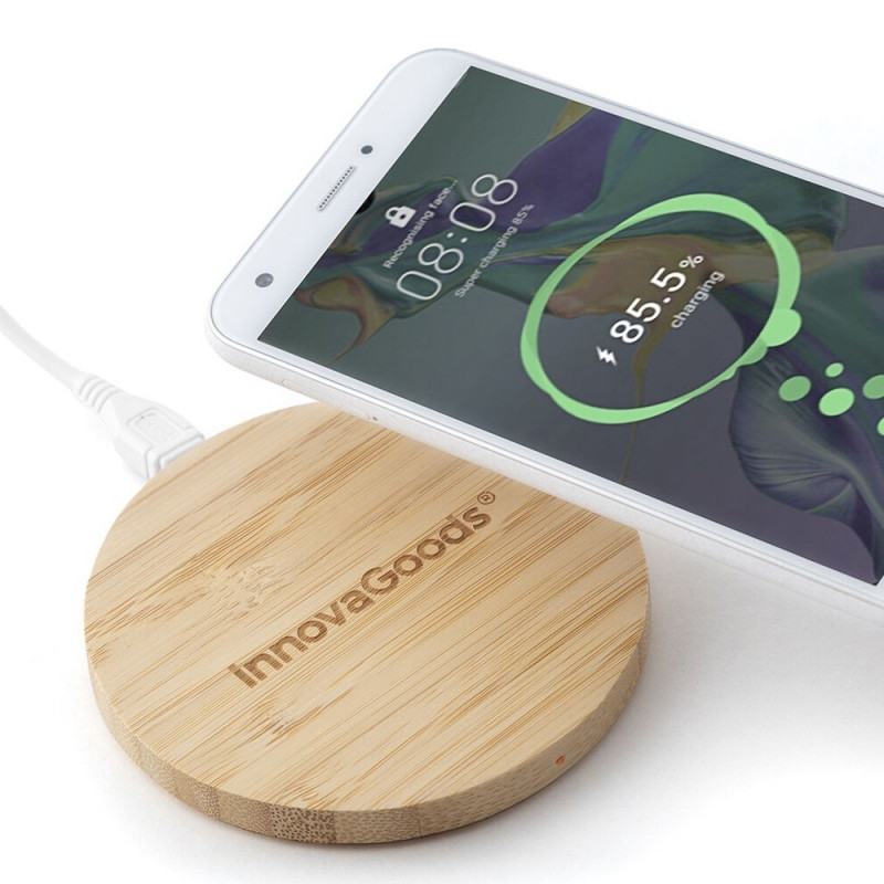 Carregador móvel sem fio - bambu - iOS e Android