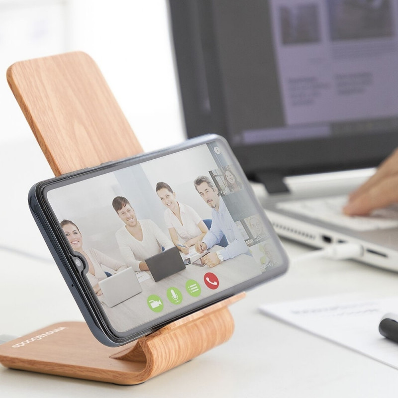 Mobile holder with wireless charge - brown