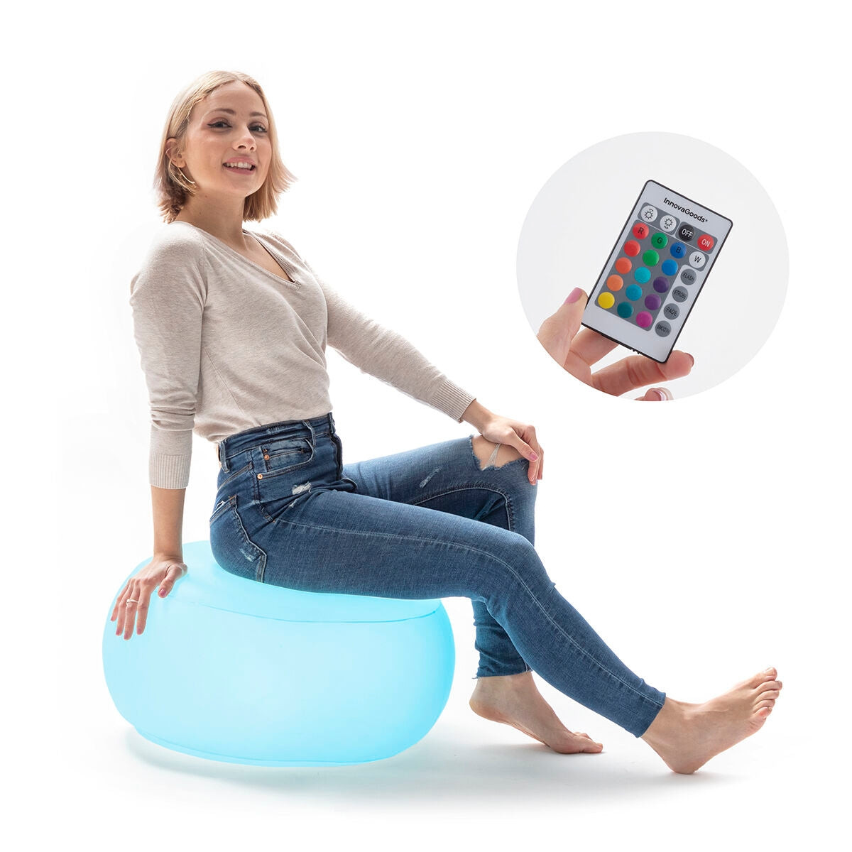 Inflatable Stool with LED lighting - Transparent
