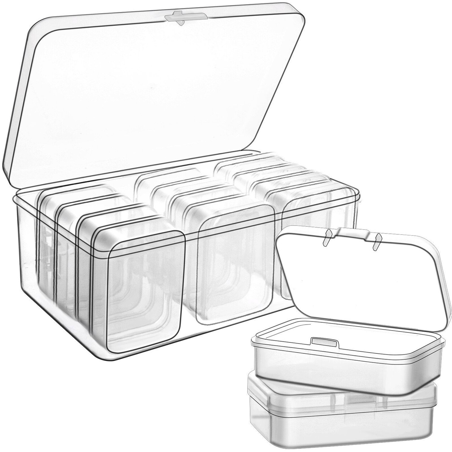 12 small storage boxes - plastic