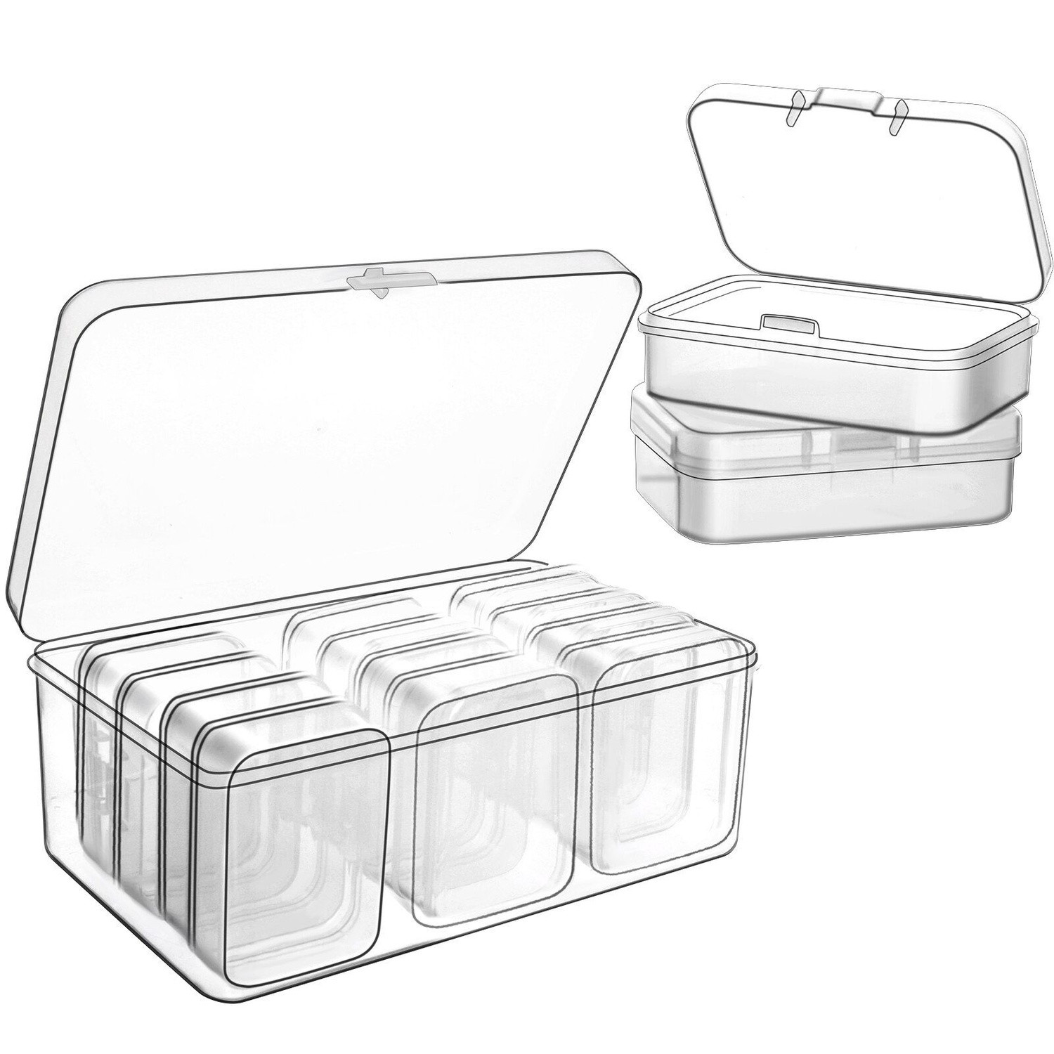 12 small storage boxes - plastic