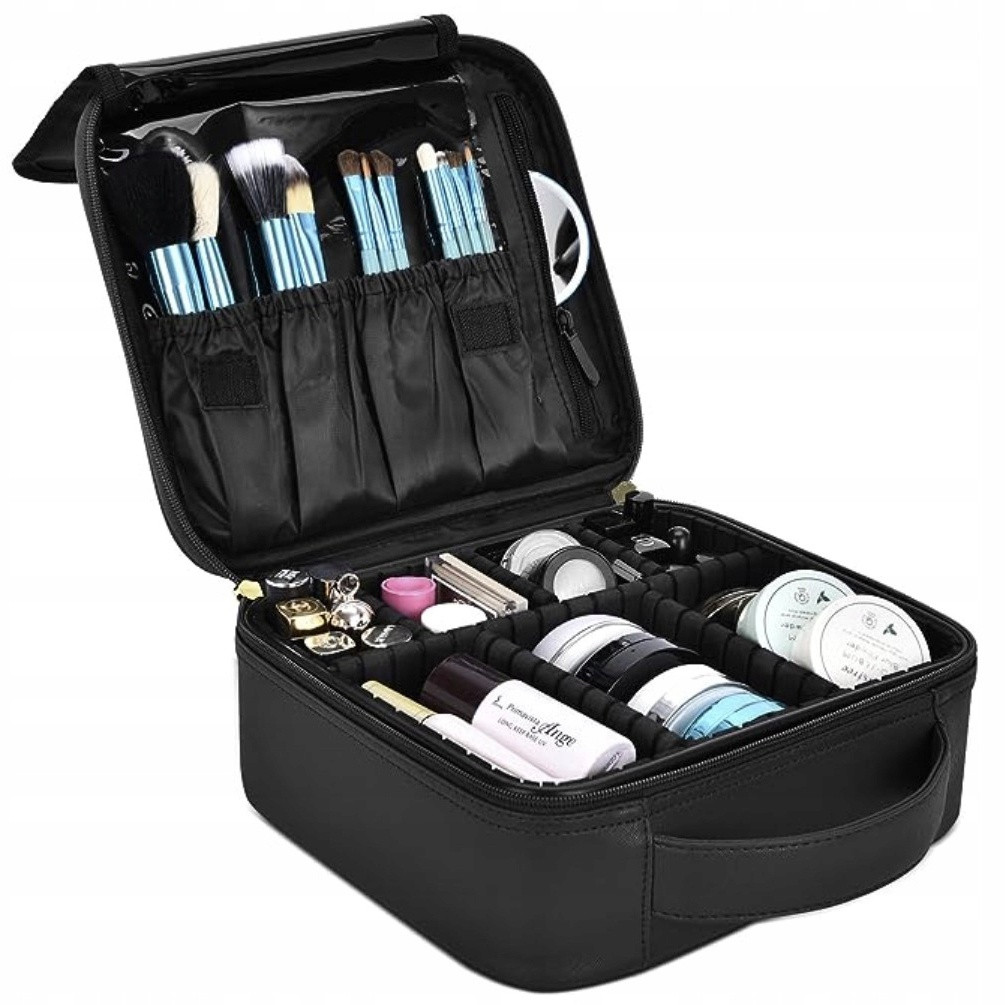 Spacious makeup bag with handle