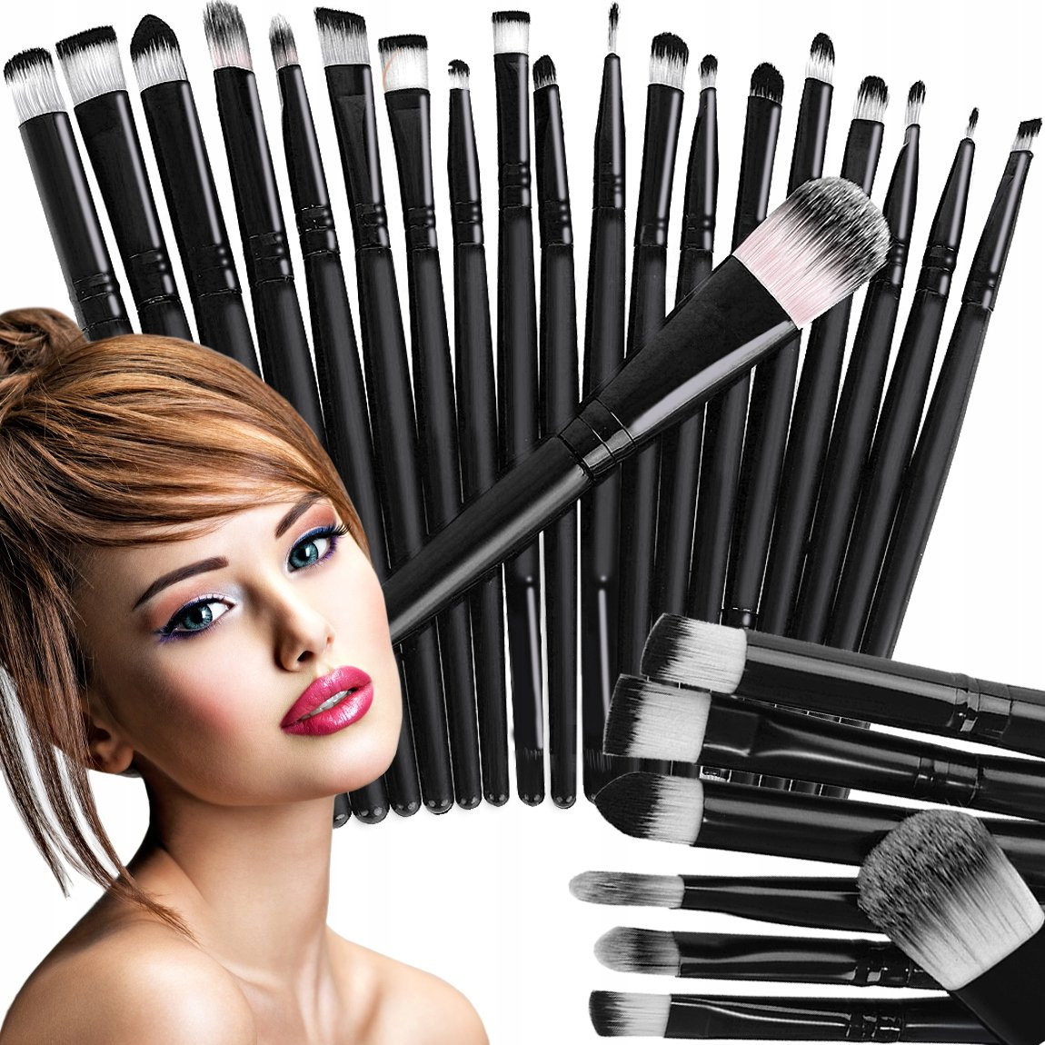 Makeup brush set - 20 pcs - black