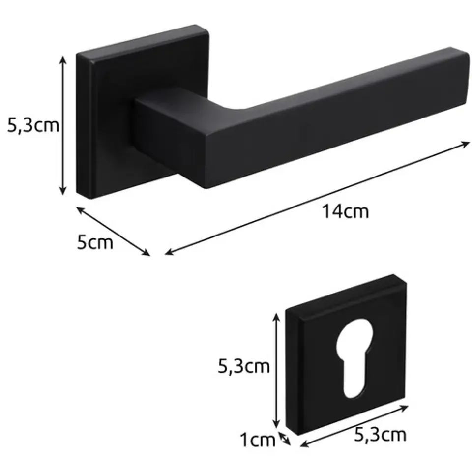 Poignée de porte - ensemble complet - noir mat
