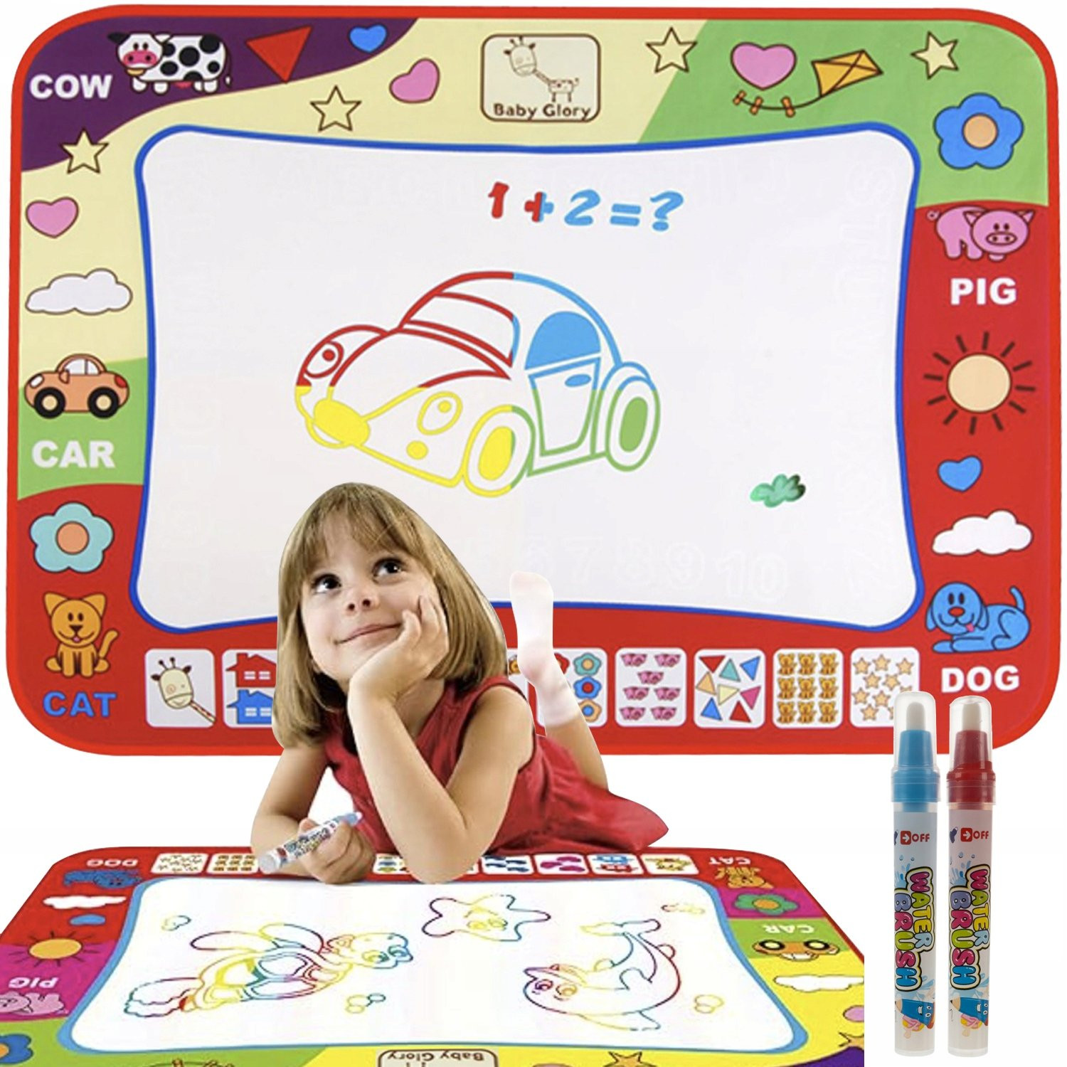 Drawing mat with 2 water -based pens