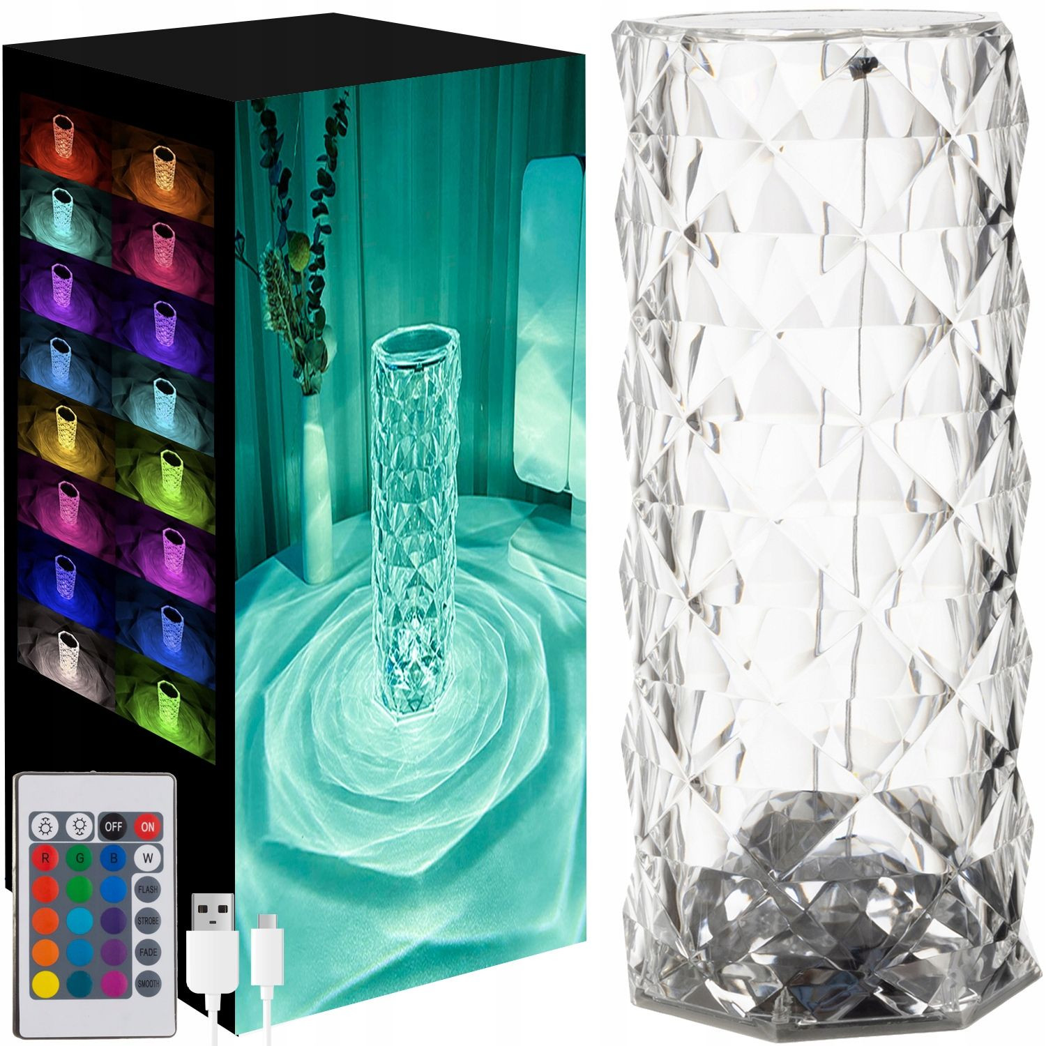 LED lamp with rose reflection - 16 colors