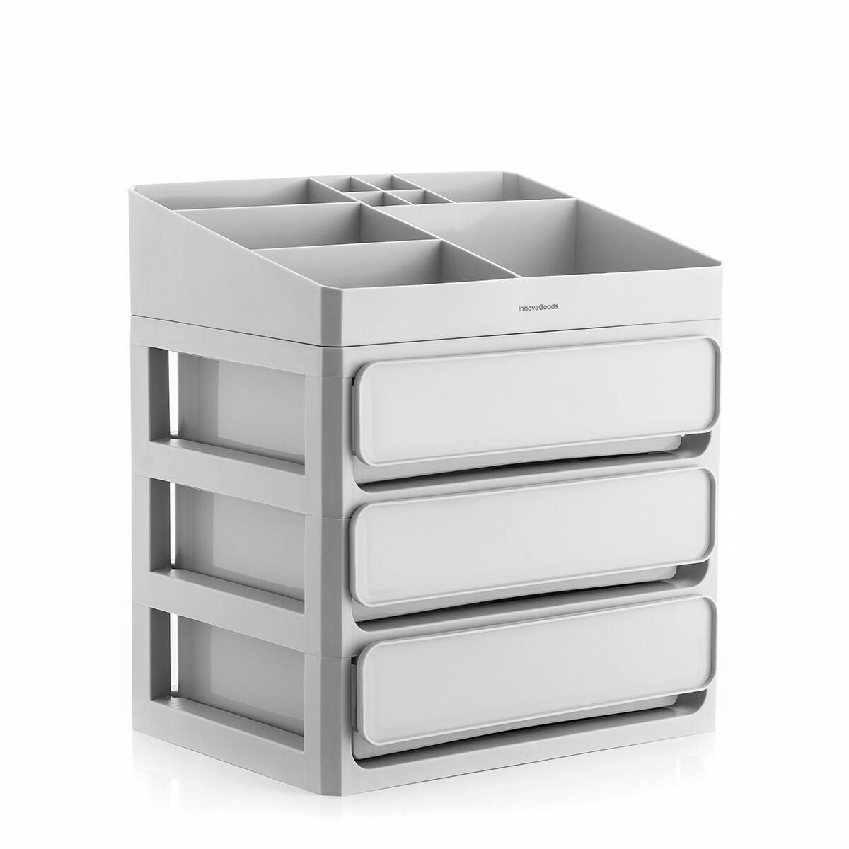 Makeup storage - 3 boxes - 9 compartments - gray