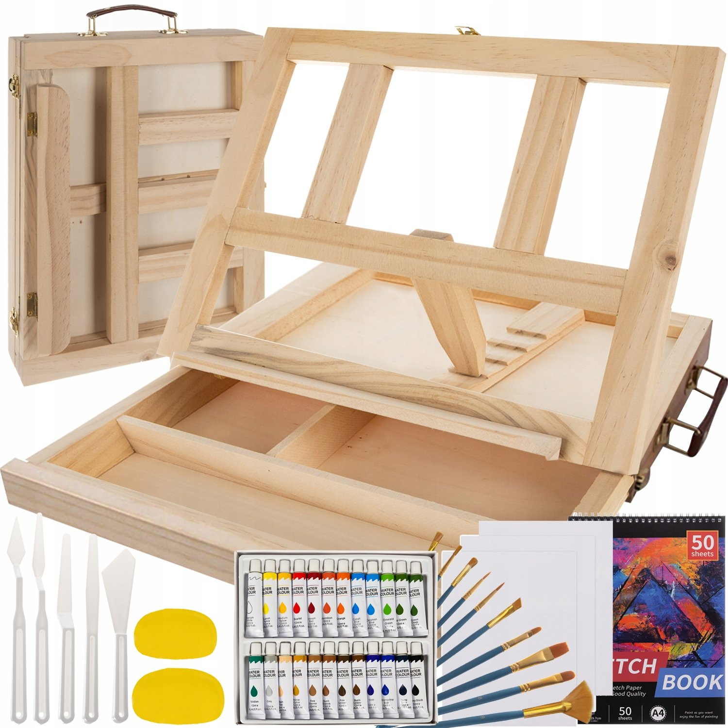 Paint box - easel and storage - wood