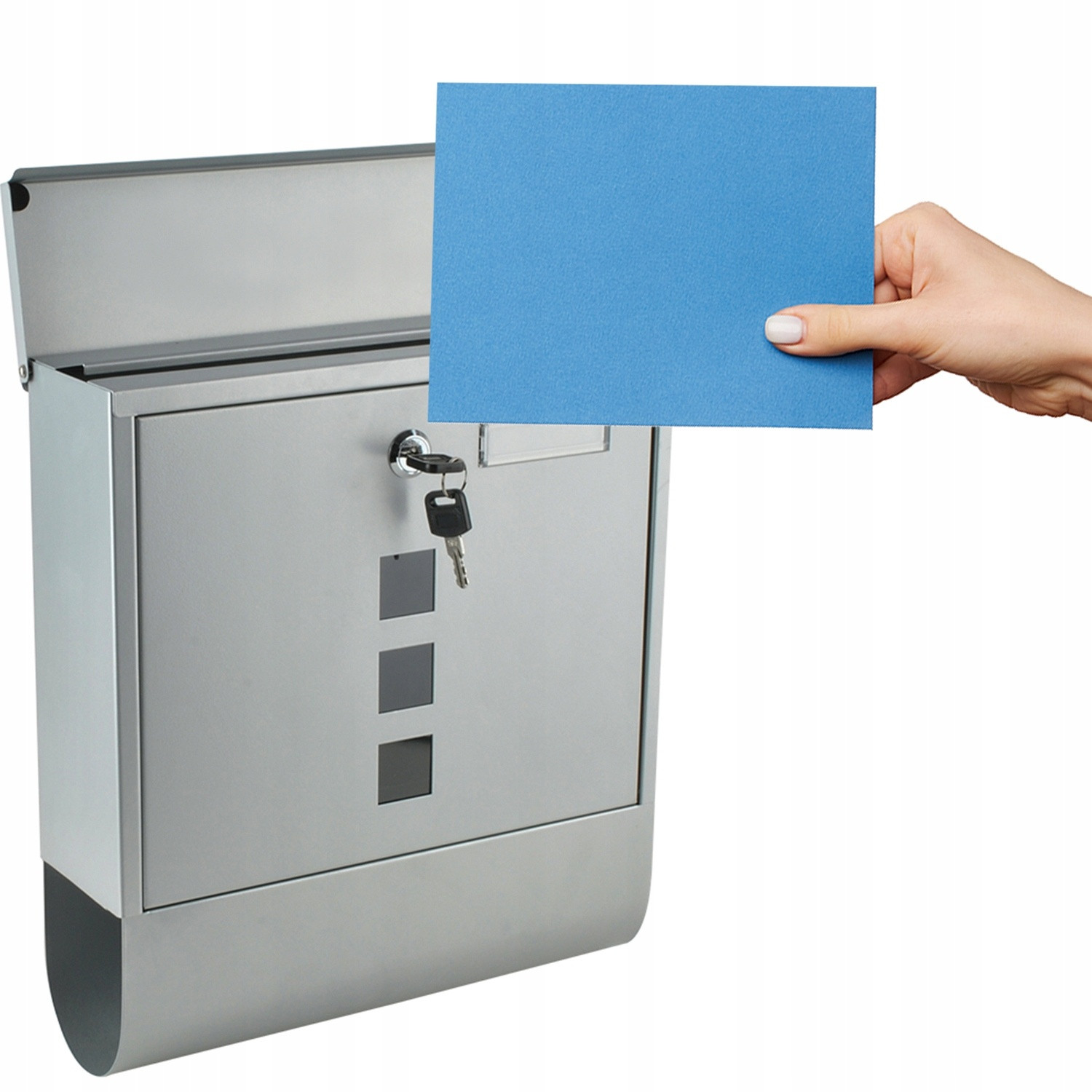 Cassetta postale con chiavi - argento - metallo