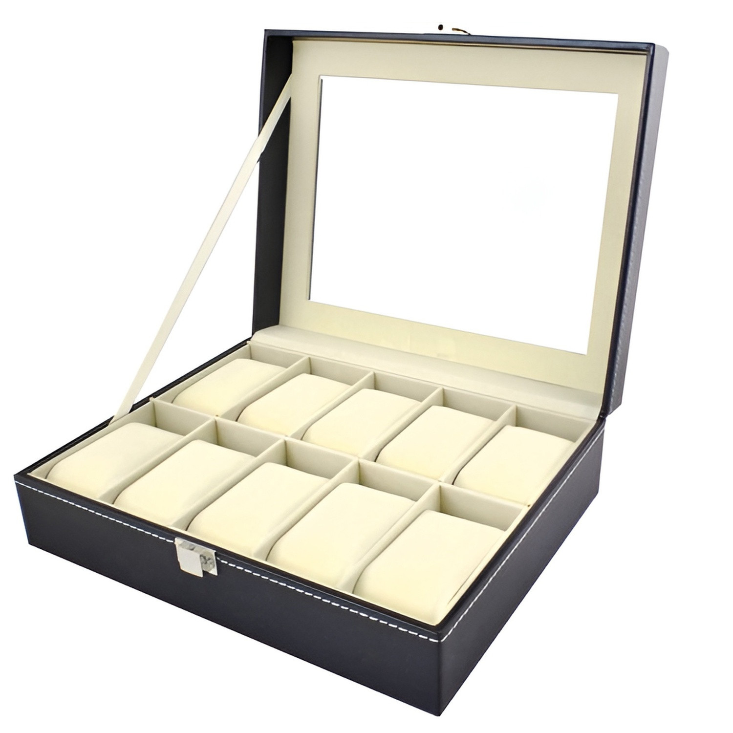Watch Box with 10 Compartments - Black
