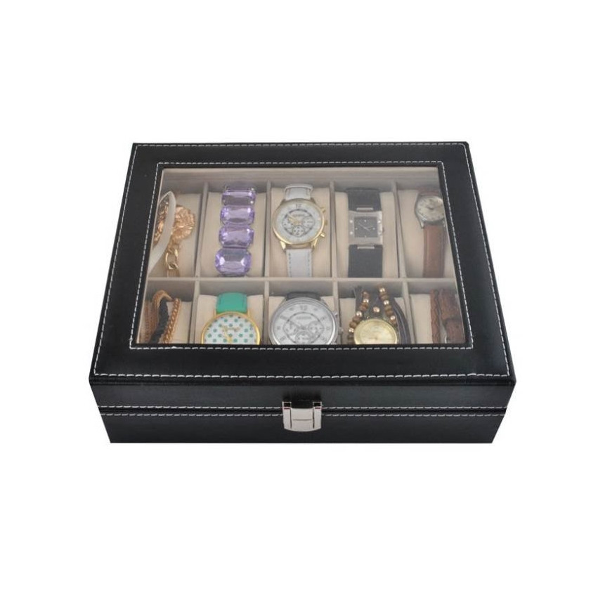 Uhrenbox mit 10 Fächern - Schwarz
