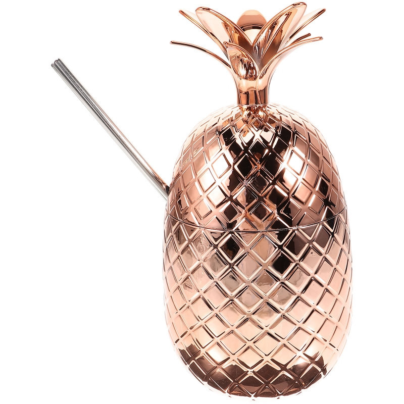 Pineapple mug with straw - Copper finish