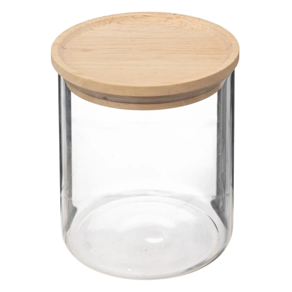 Glasgefäß-Set mit Holzdeckel - 3er-Pack