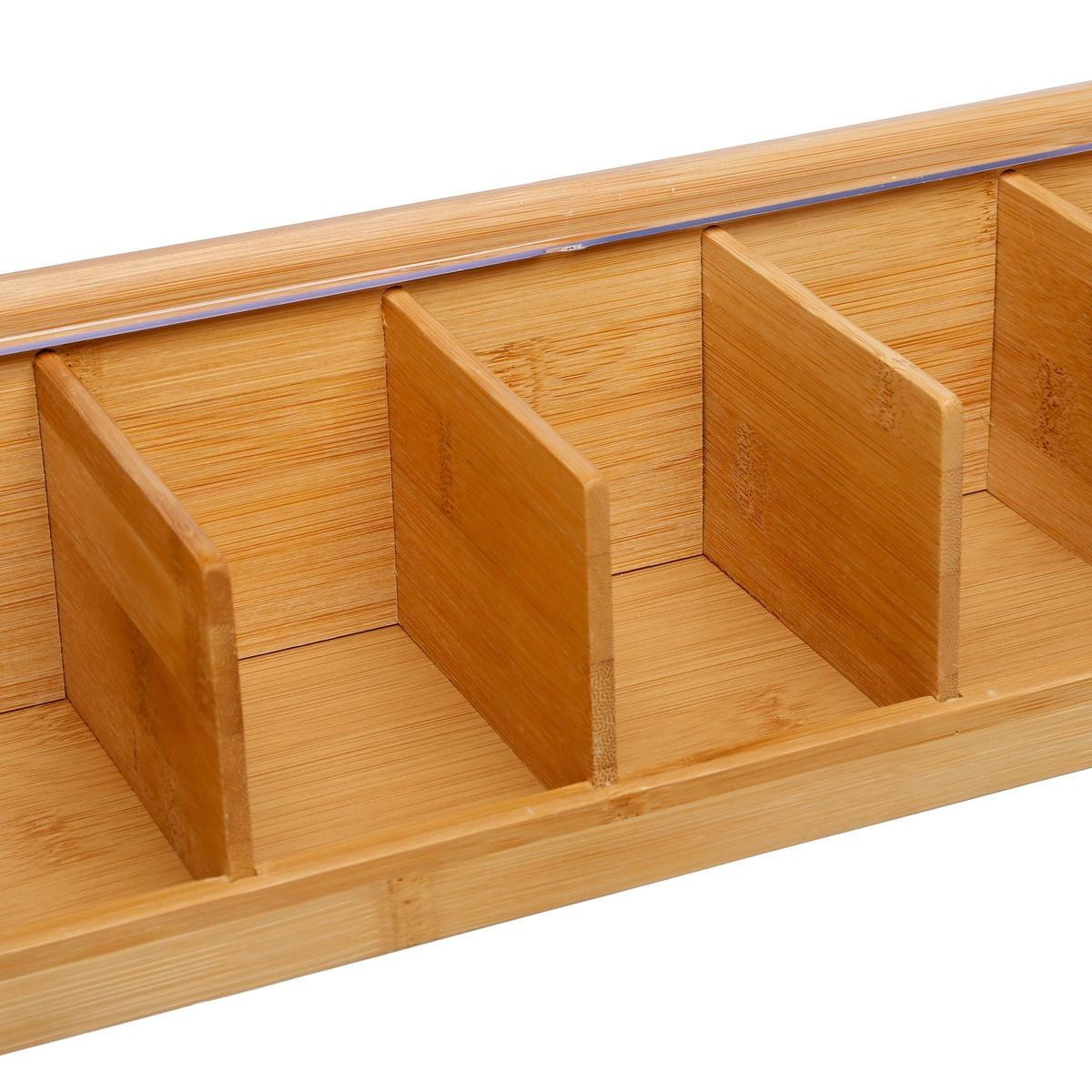Bamboo storage box with 5 compartments