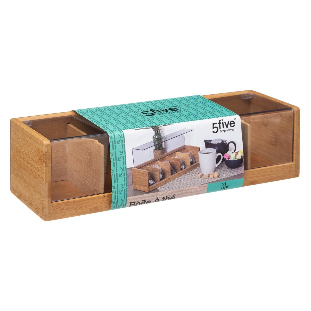 Caja de bambú con 5 compartimentos