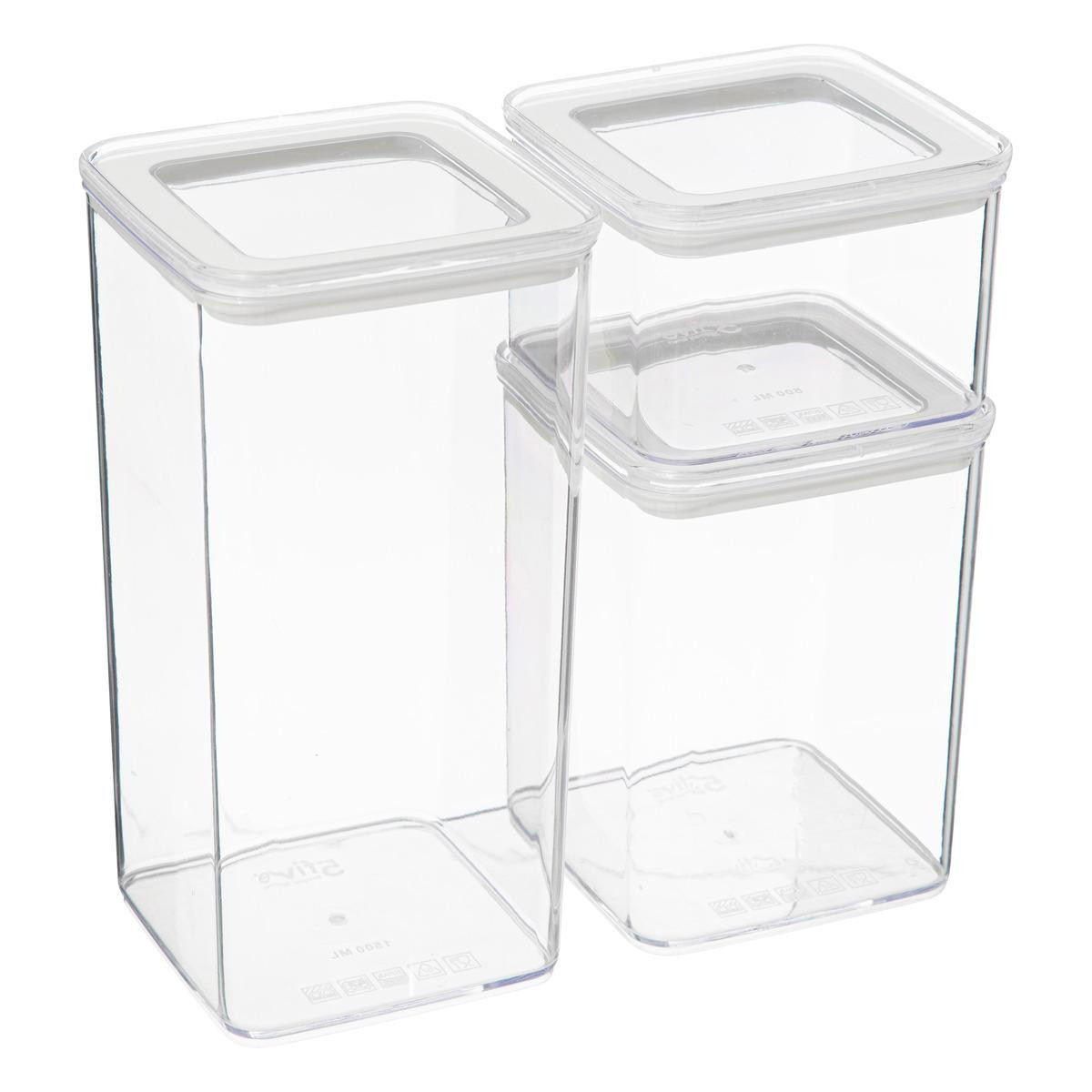3-Pack Plastic Boxes - Transparent