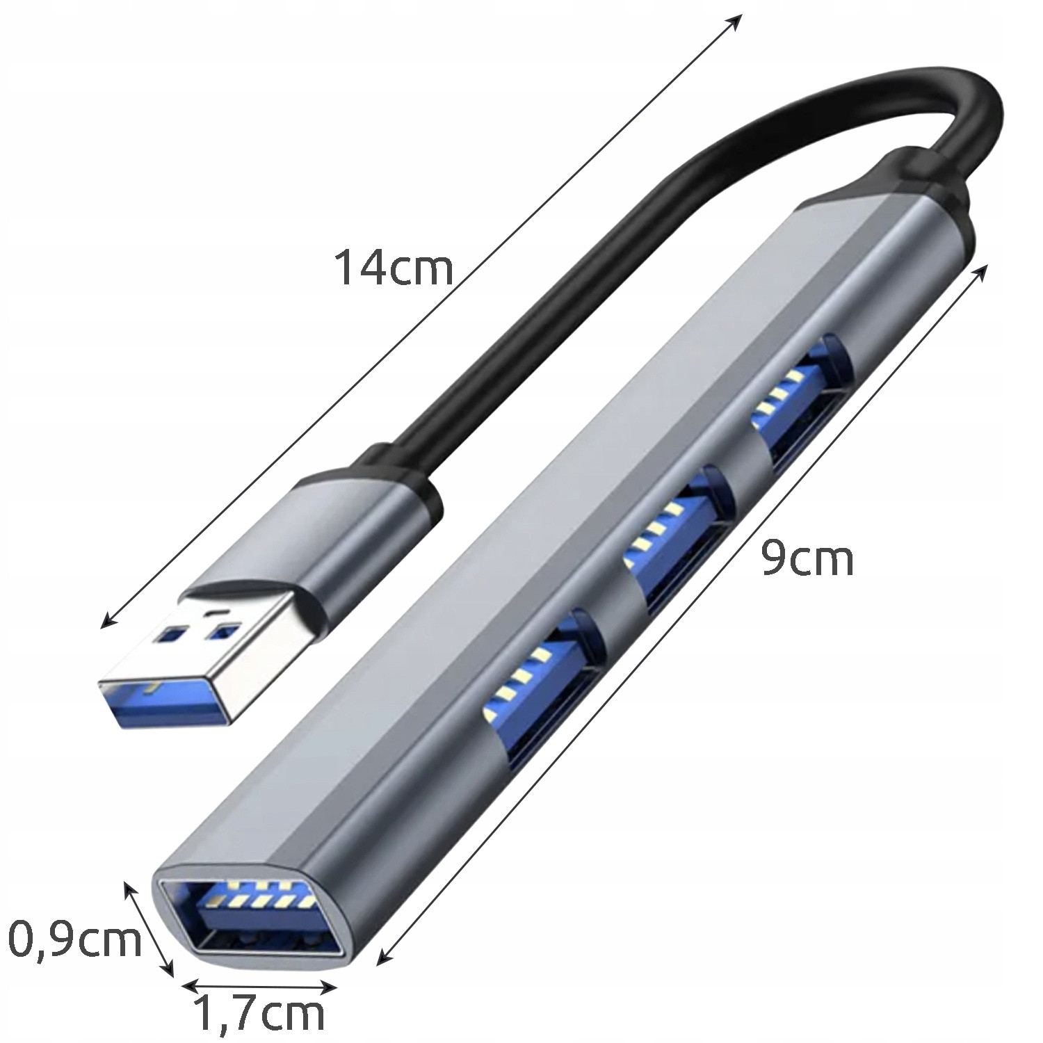 Concentrador USB de 4 puertos - Aluminio