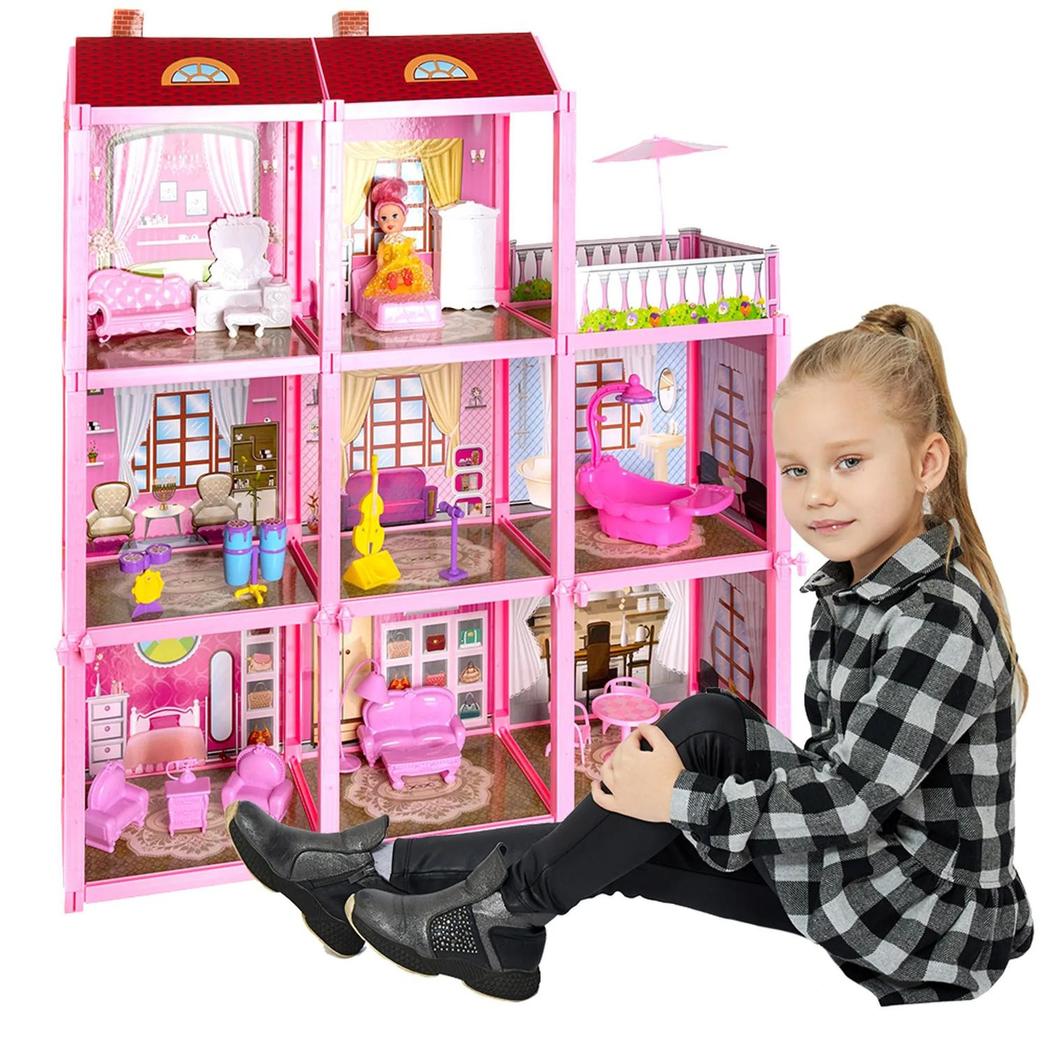 Casa de bonecas grande com boneca