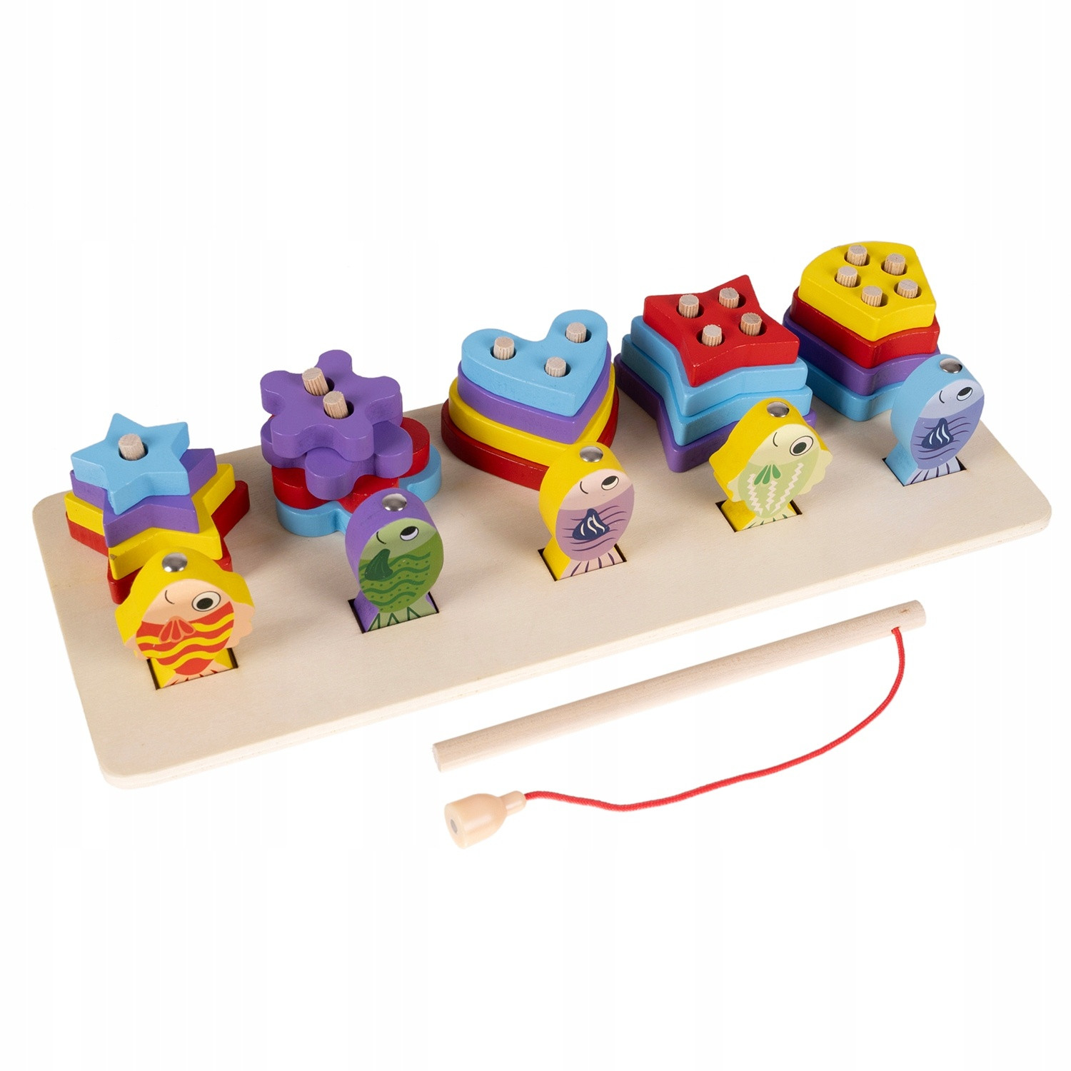Puzzle de madeira com jogo de peixes