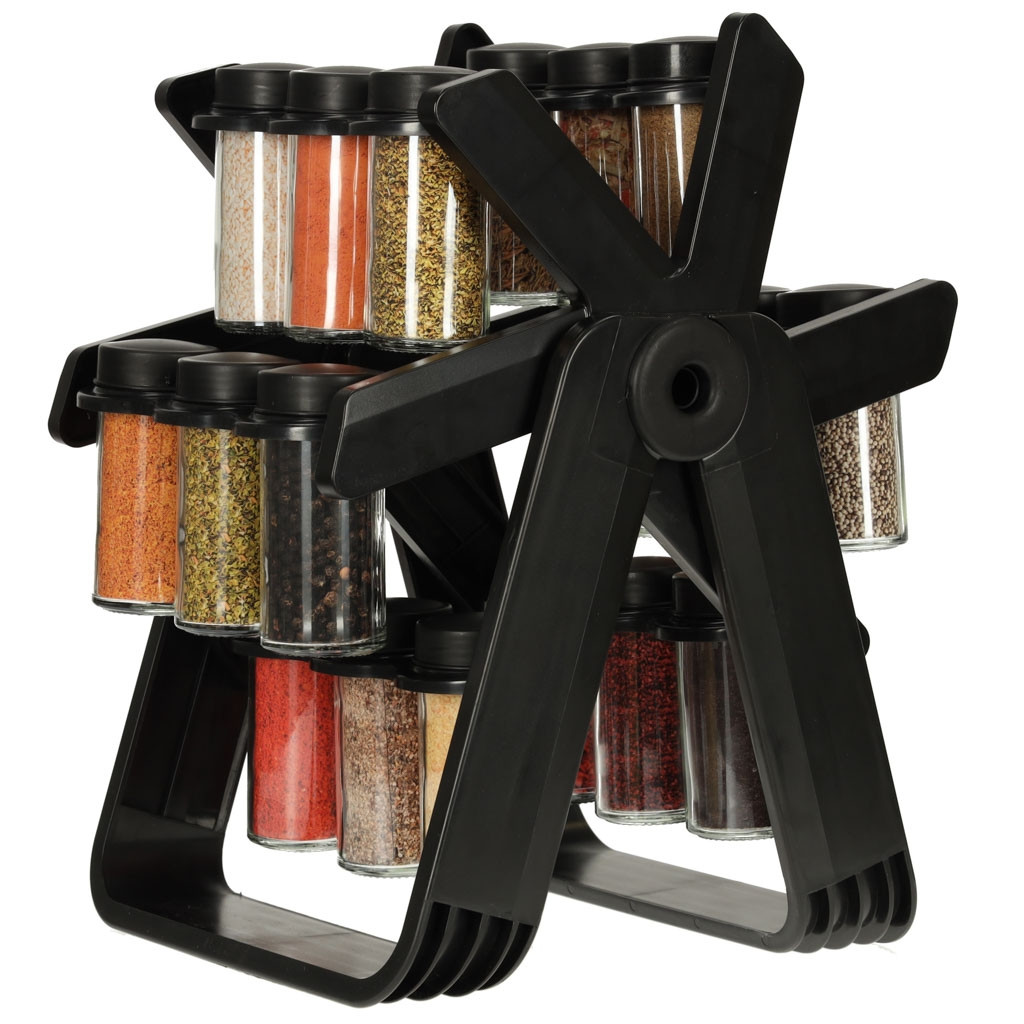Rotating spice rack with container