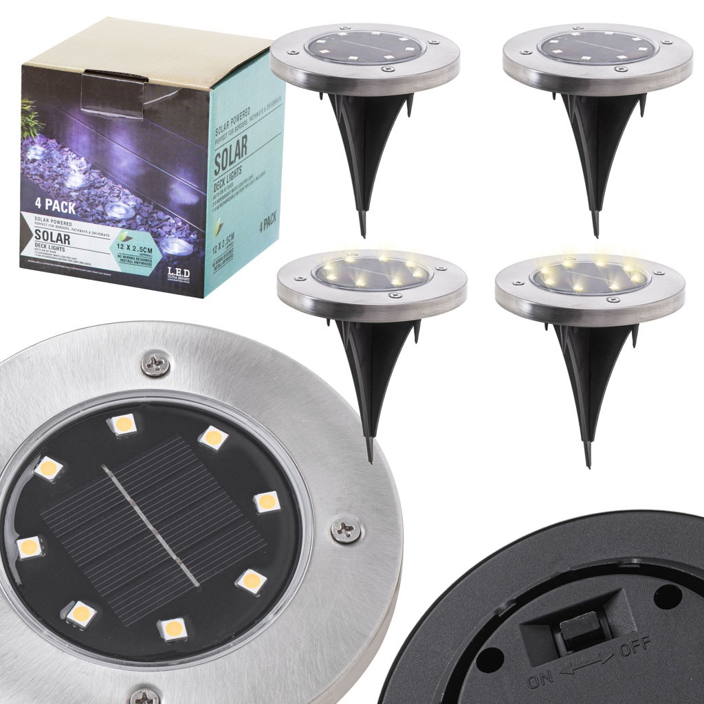 Solar-Gartenleuchten 8 LED - 4er-Pack
