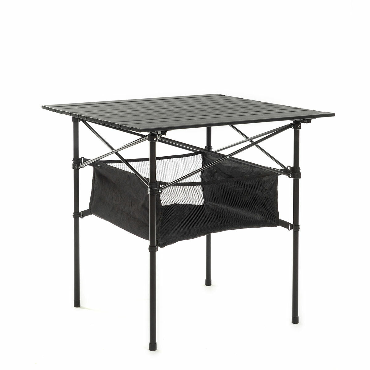 Folding Camping Table with Storage Basket and Bag
