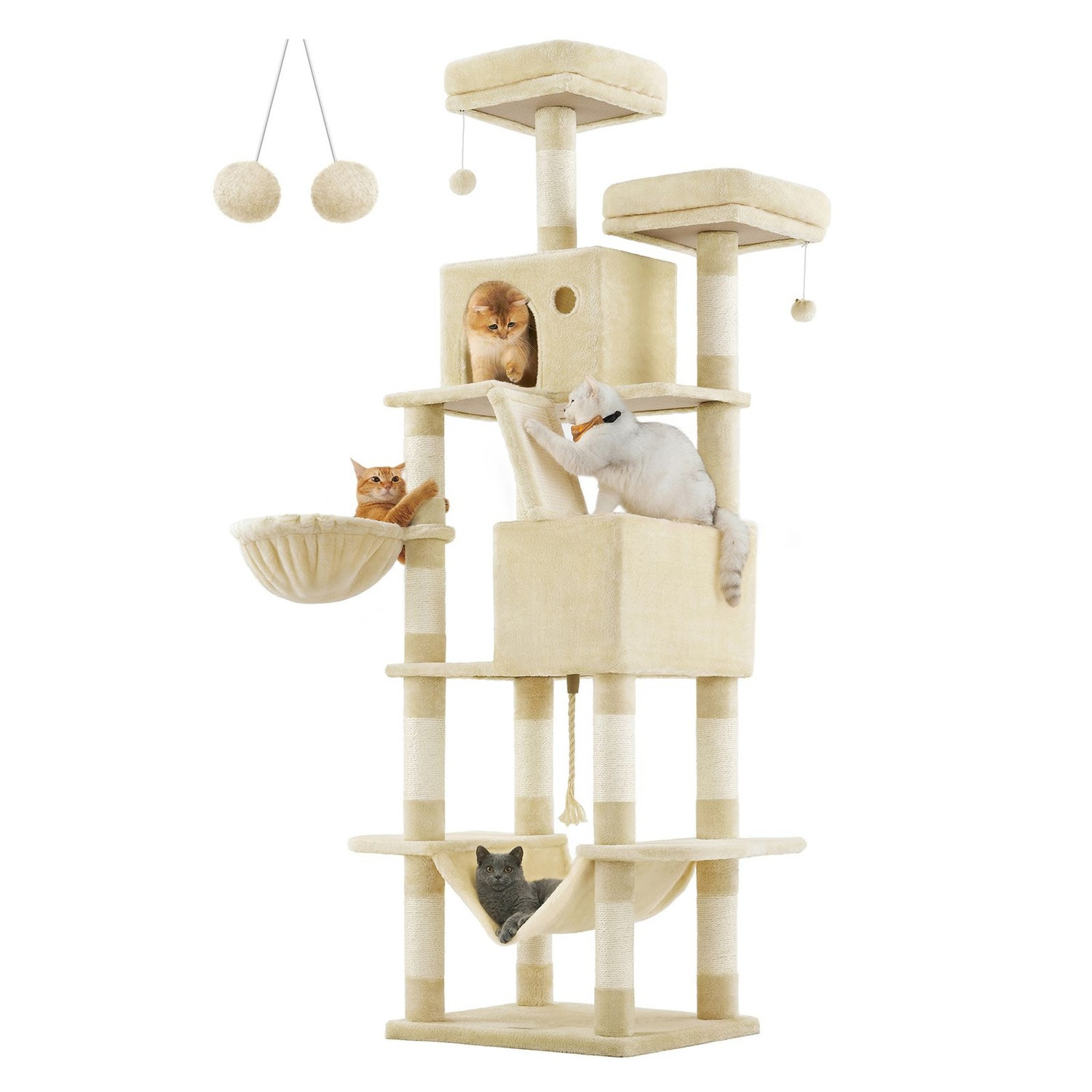 Large Cat Tree with Scratching Post, Viewing Points & Hammock