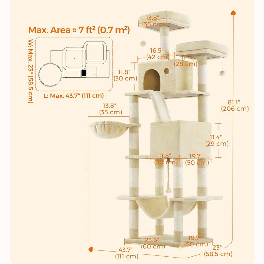 Large Cat Tree with Scratching Post, Viewing Points & Hammock