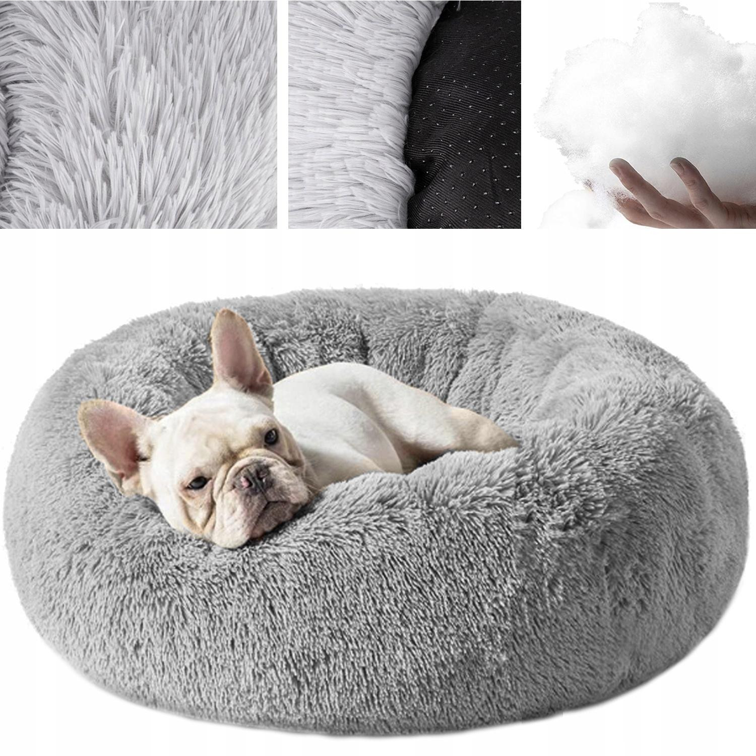 Fluffy dog bed gray