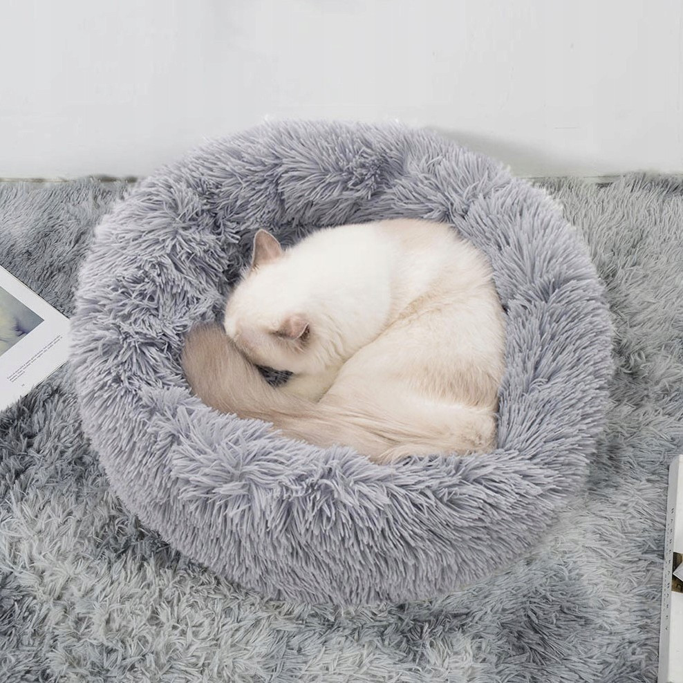 Fluffy dog bed gray