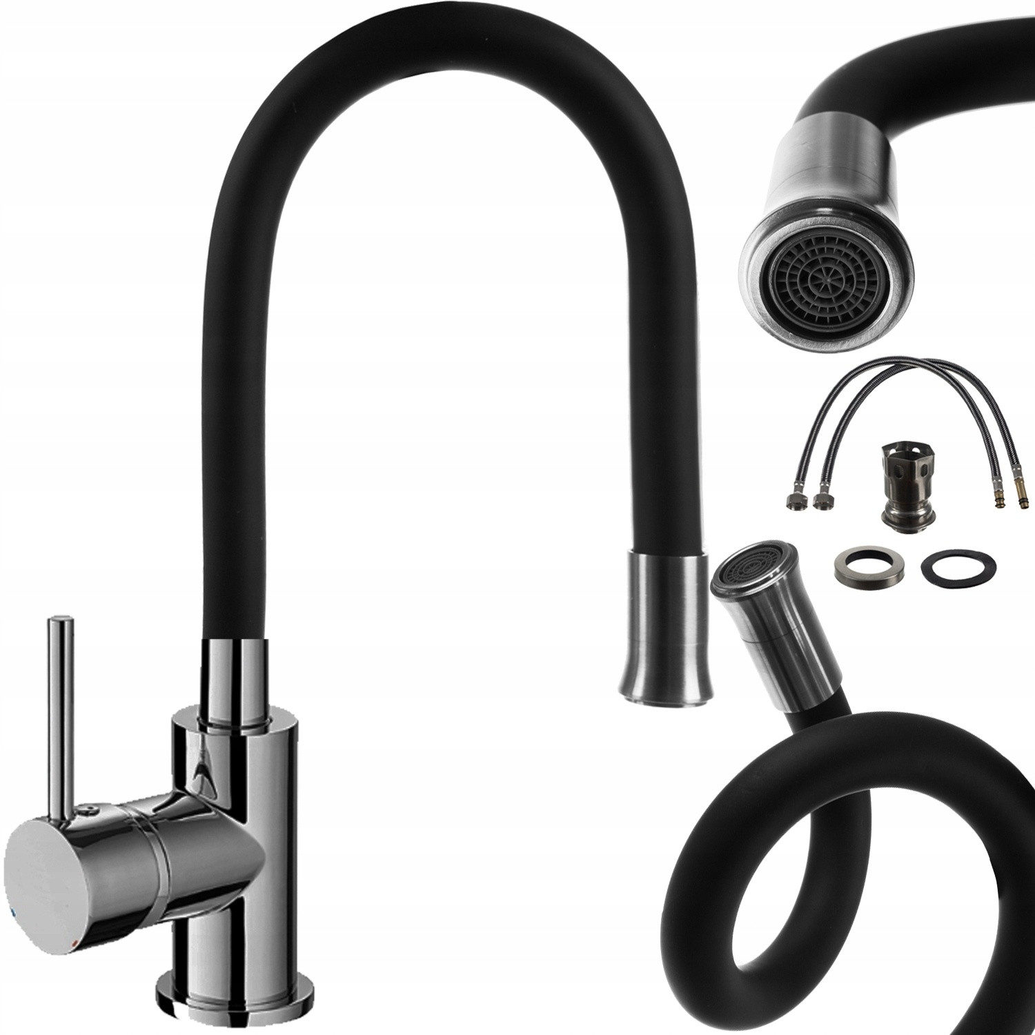 Flexible kitchen faucet with pull-out spout