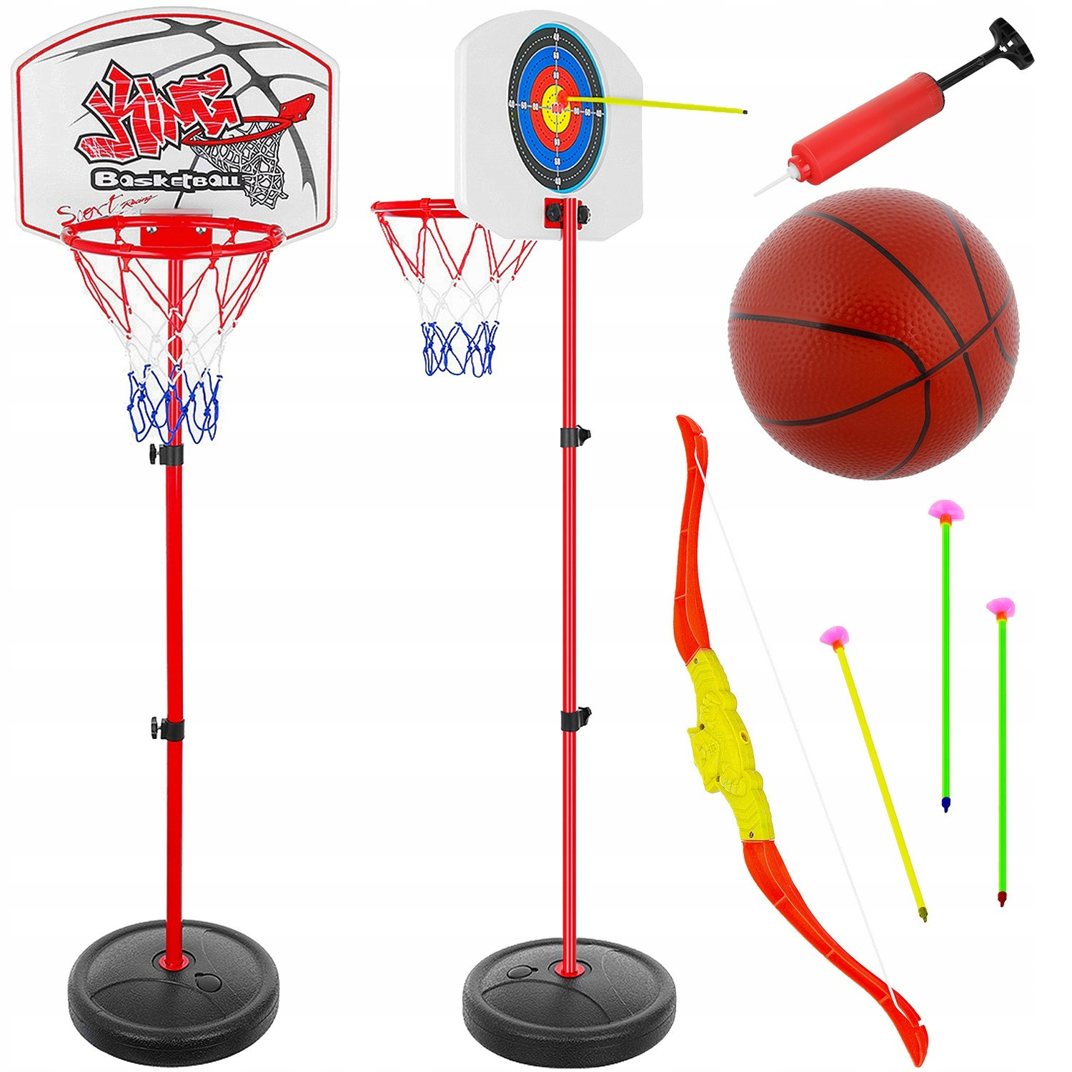 Jogo de basquetebol com cesto e baliza
