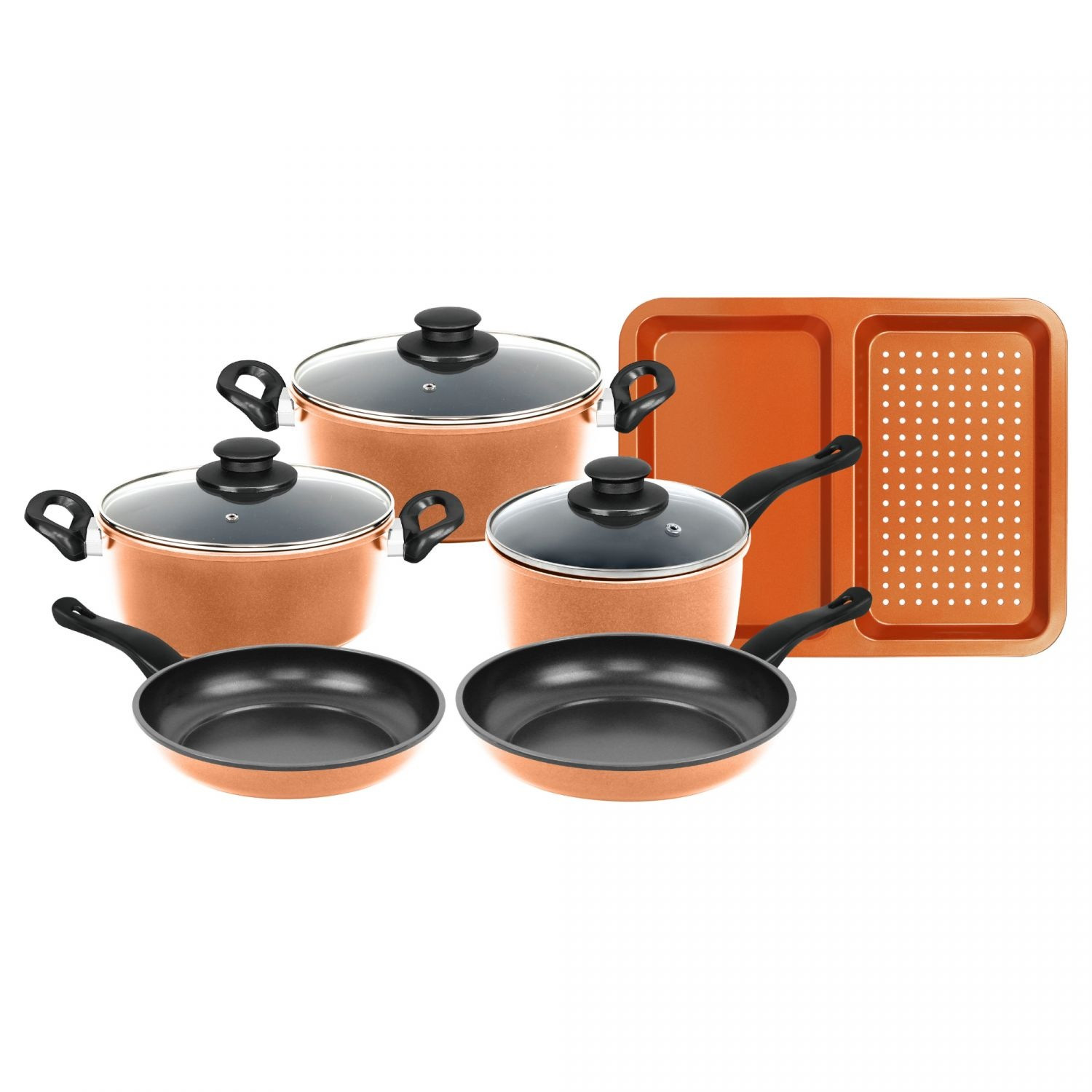 Nonstick copper cookware set - 8 pieces