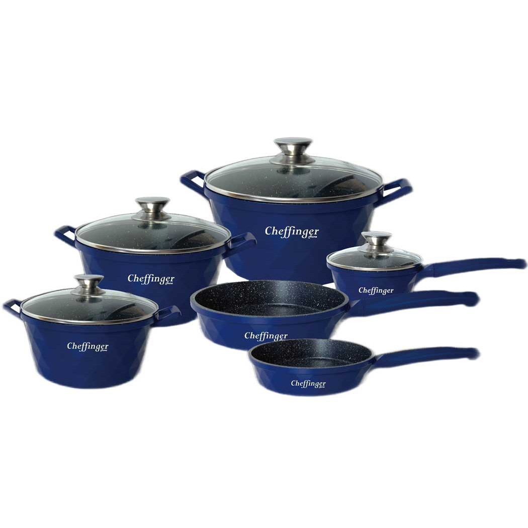 Conjunto de caçarolas de 10 peças - azul