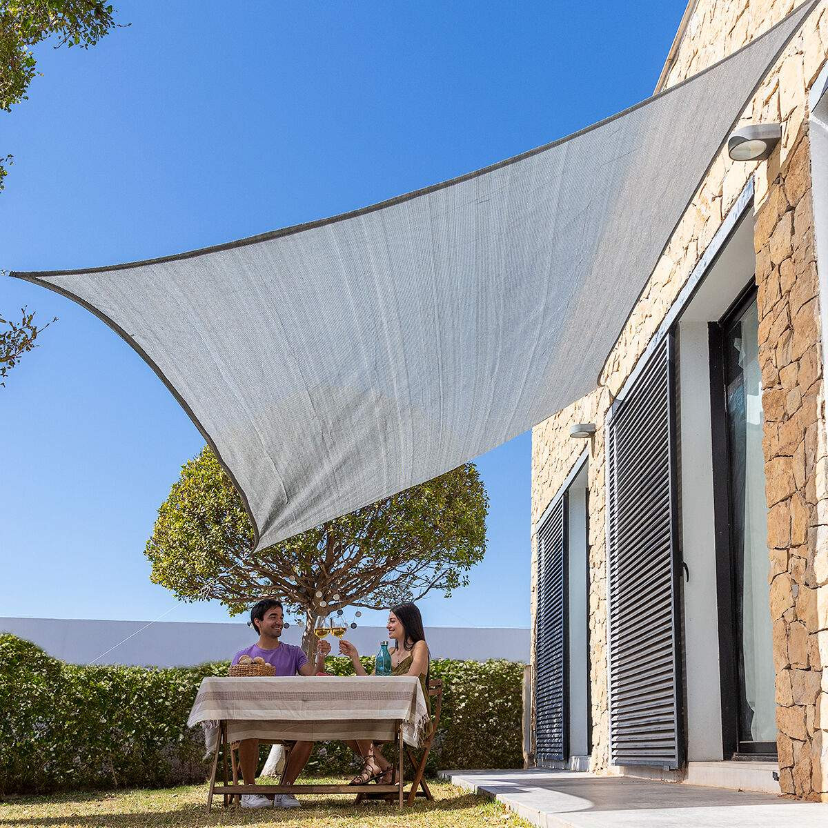 Vela Retangular Reshad InnovaGoods 3 x 4 m - Cinzento