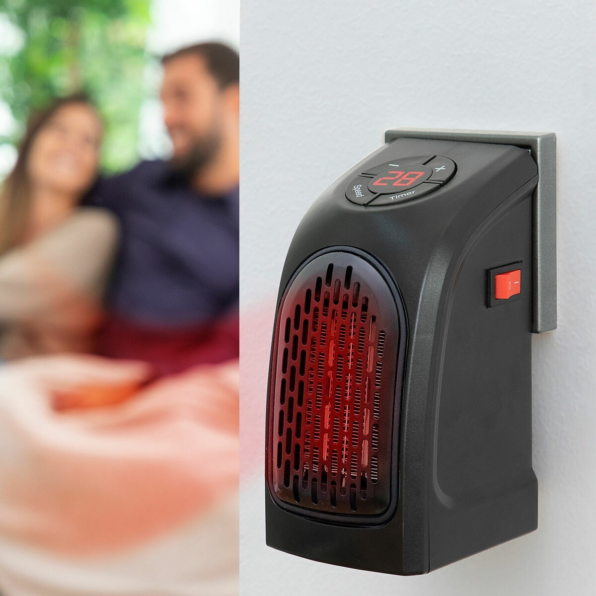 Mini stufa portatile da 400 W con LED, timer e termostato
