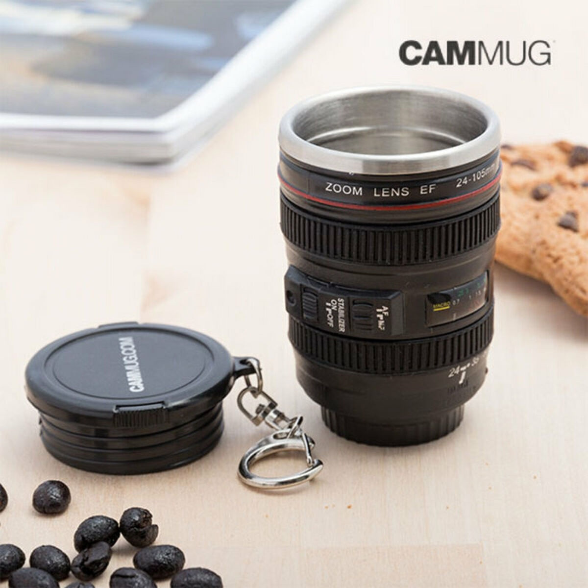 Coffee Mug Camera Lens with Key Ring