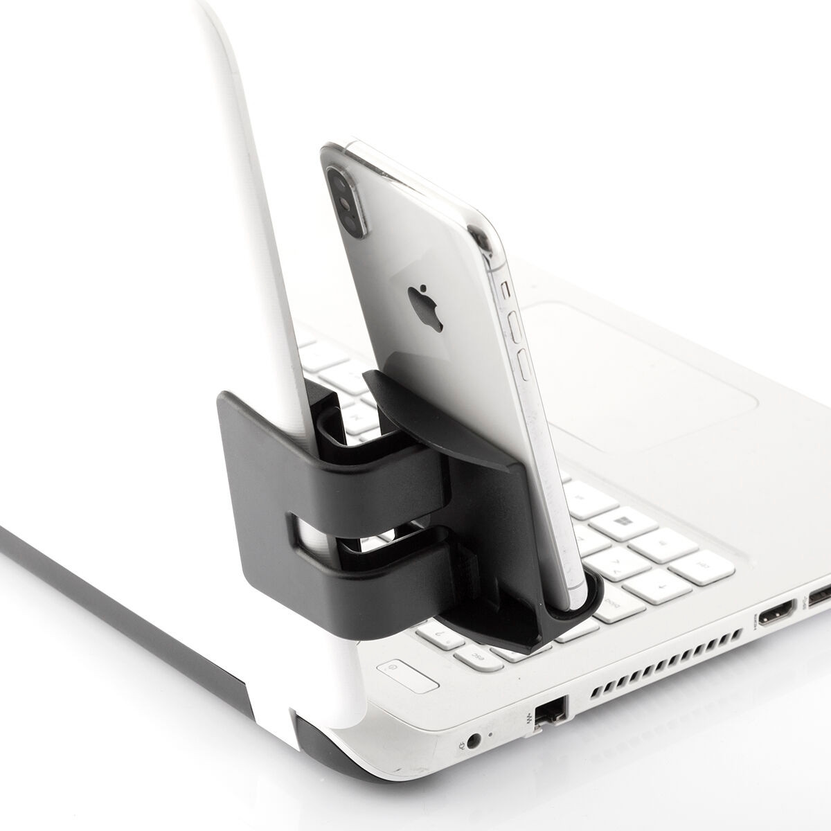 Supporto per cellulare con clip e silicone - Nero