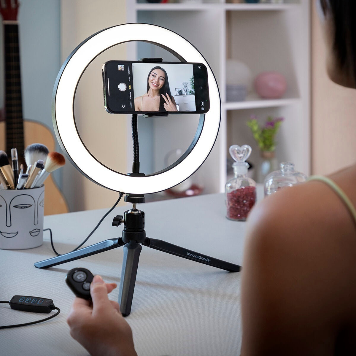 Selfie ring light with stand and remote control