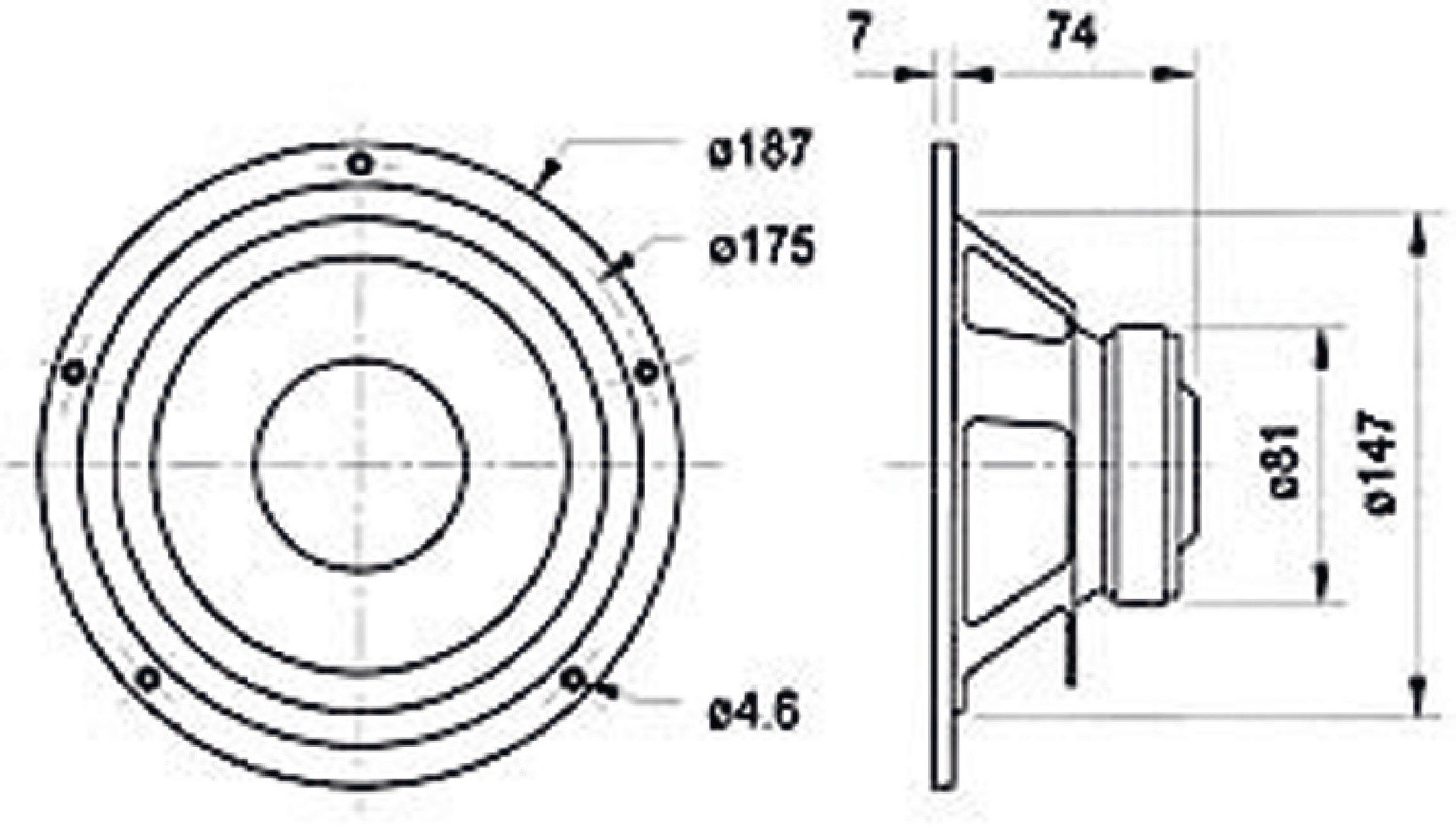 B170S - Alto-falante HiFi para graves de 8 Ohm e 17 cm (6,5 polegadas)