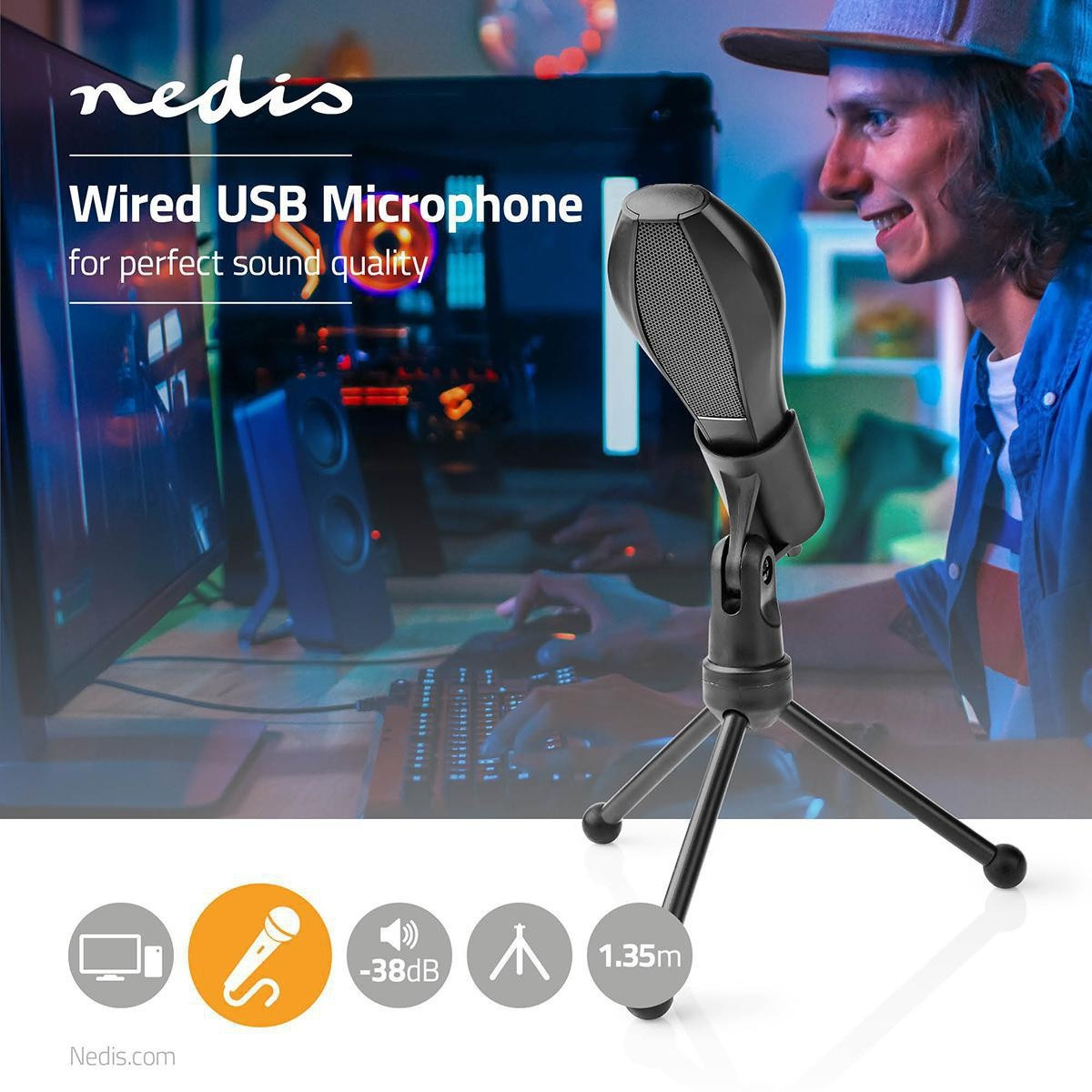 Microfono | Utilizzato per: computer / desktop | Cablato | 1x USB