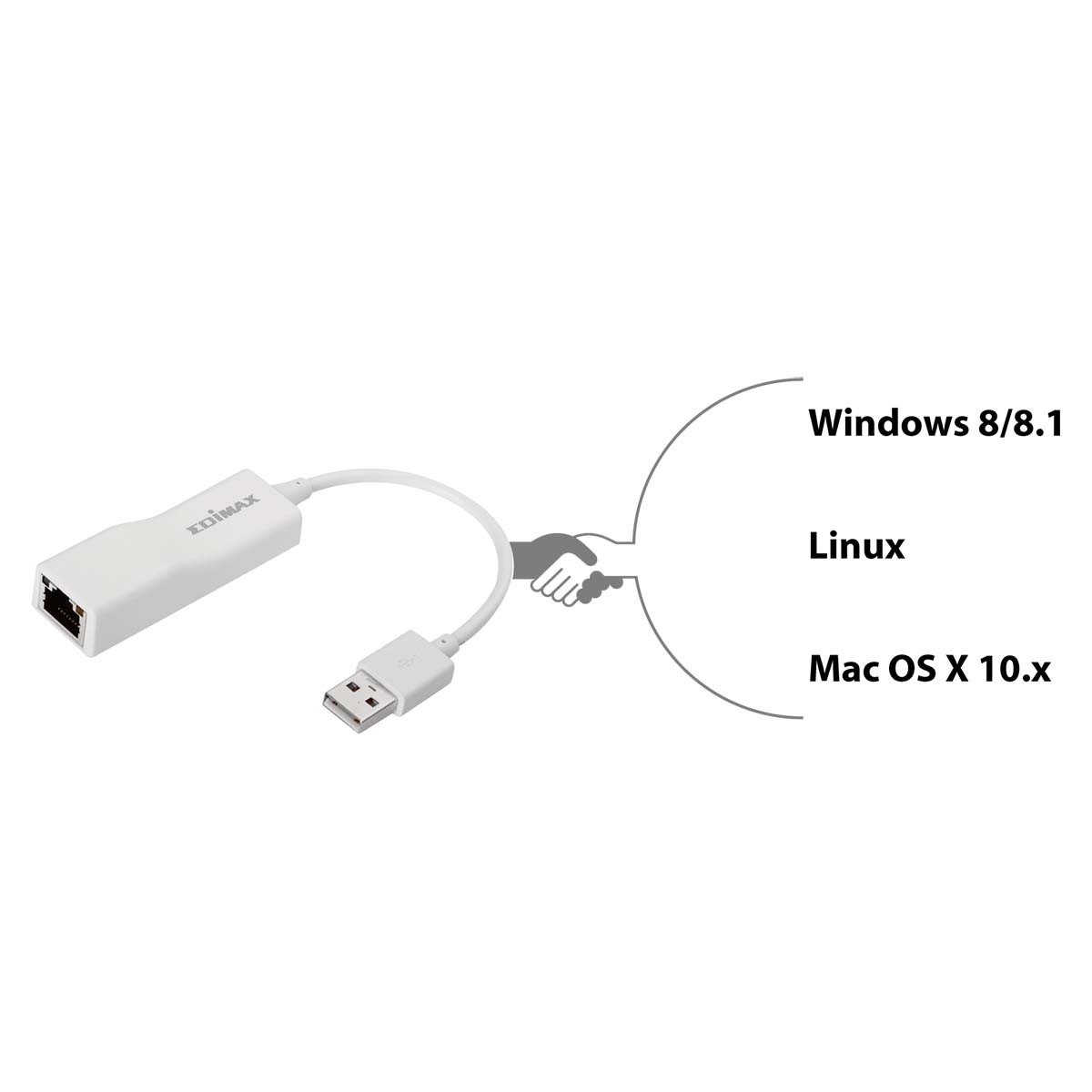 USB 2.0 Fixed Ethernet -Adapter 10/100 Mbit White