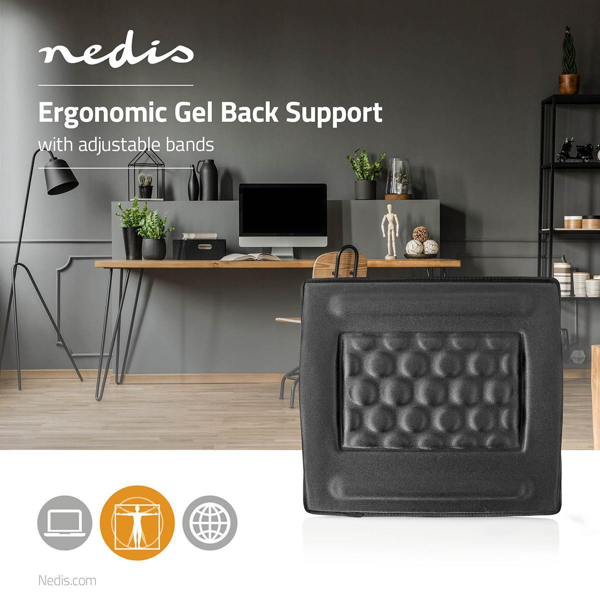 Ergonomic backrest | Gel | Black