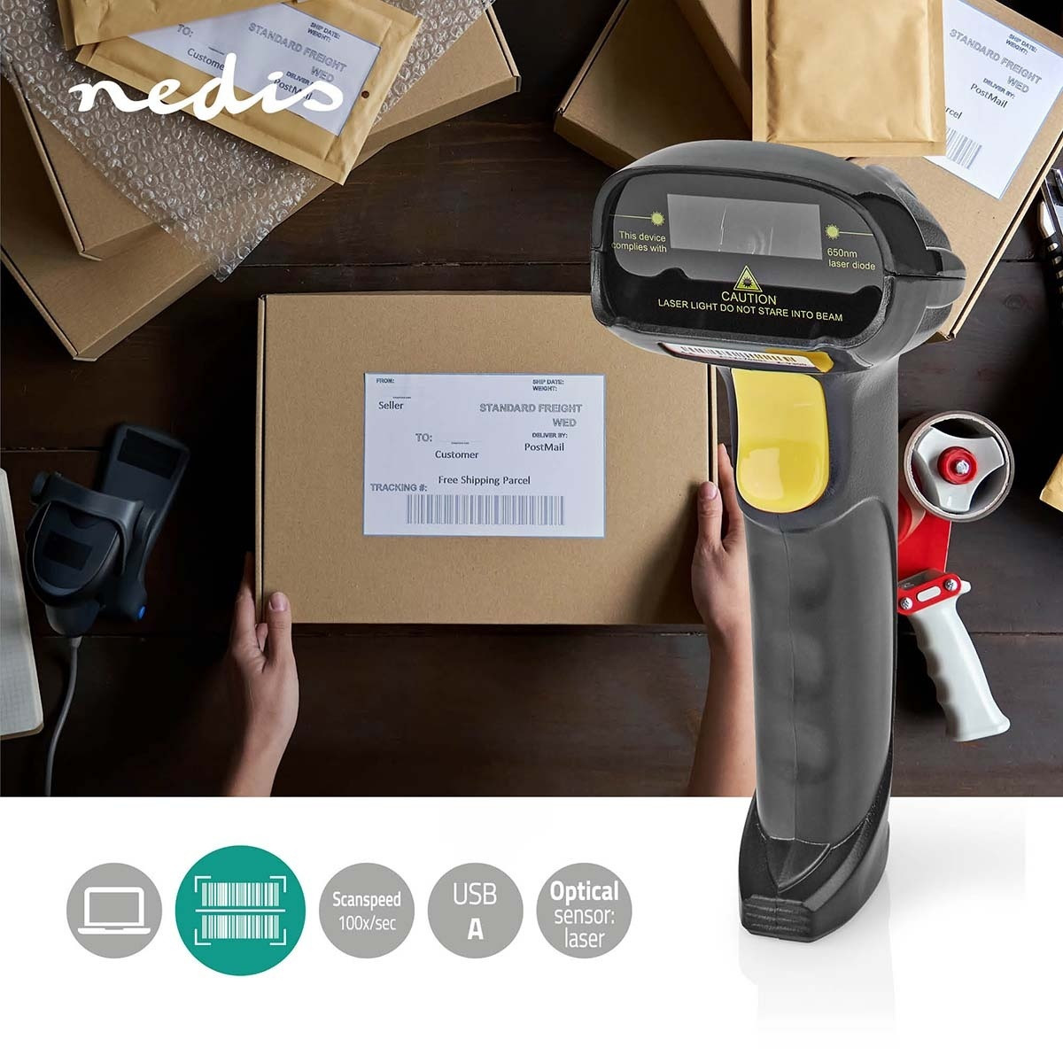 Barcode Scanner | Laser | Wire bound | 1D linear | USB Power | USB 2.0
