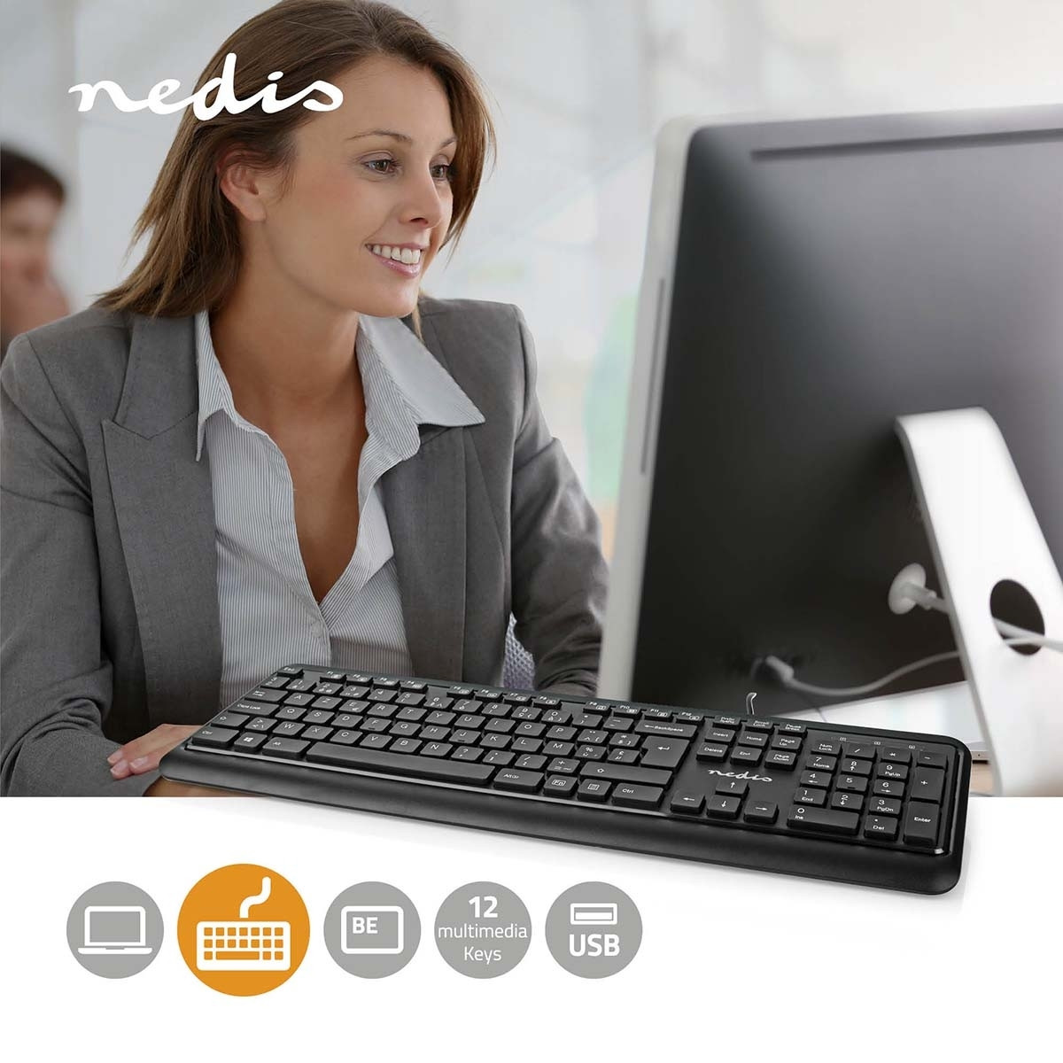 Wired Keyboard | USB-A | Multimedia | AZERTY | BE Layout | Numeric ...