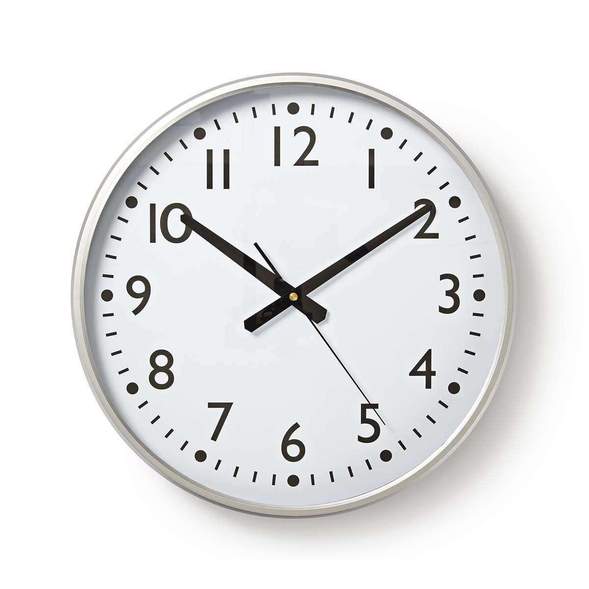 Wall clock | Diameter: 380 mm | Plastic | Silver / White