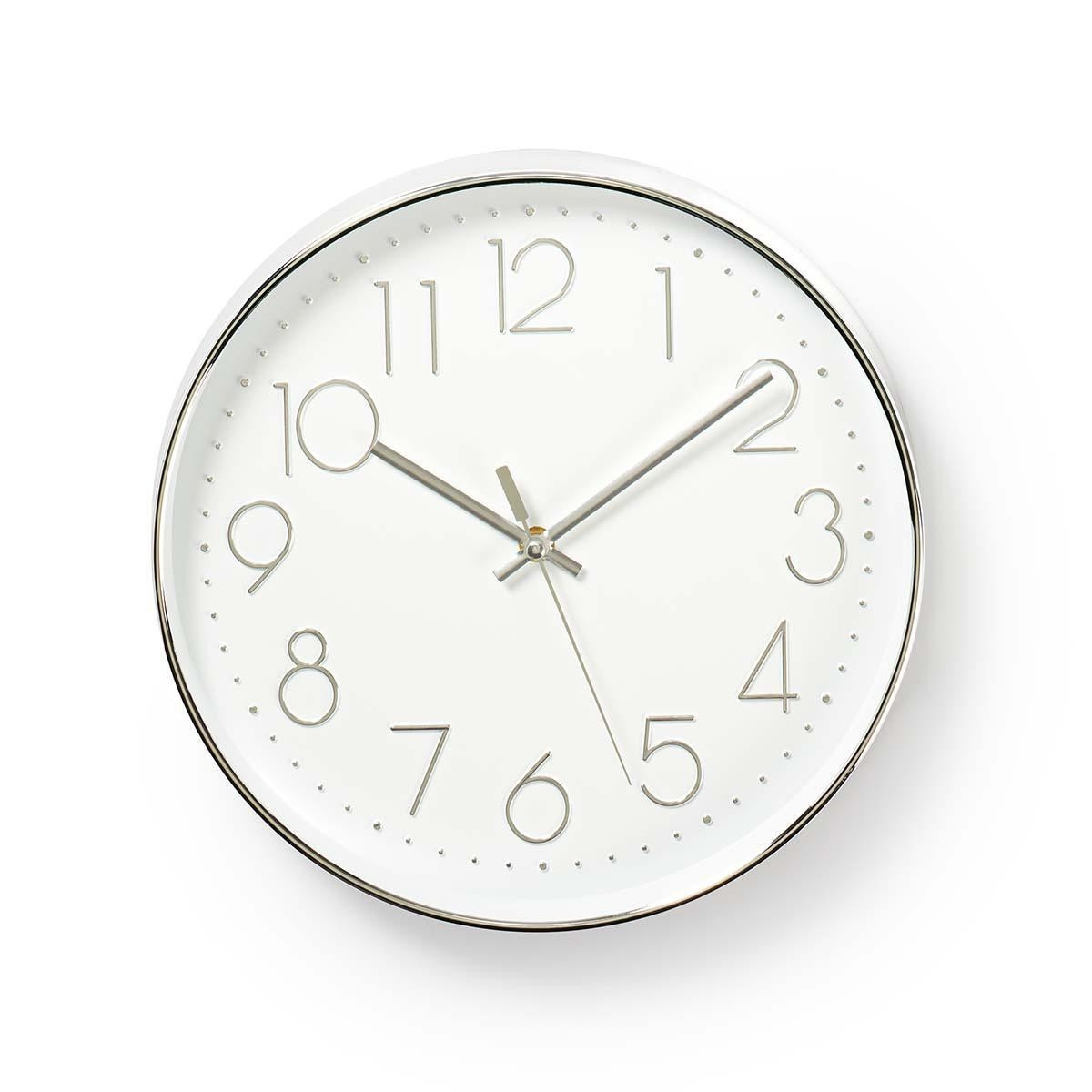 Wall clock | Diameter: 300 mm | Plastic | Silver / White