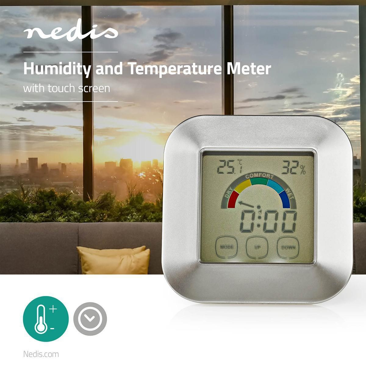 Thermometer | Silver / White | Plastic | Digital screen